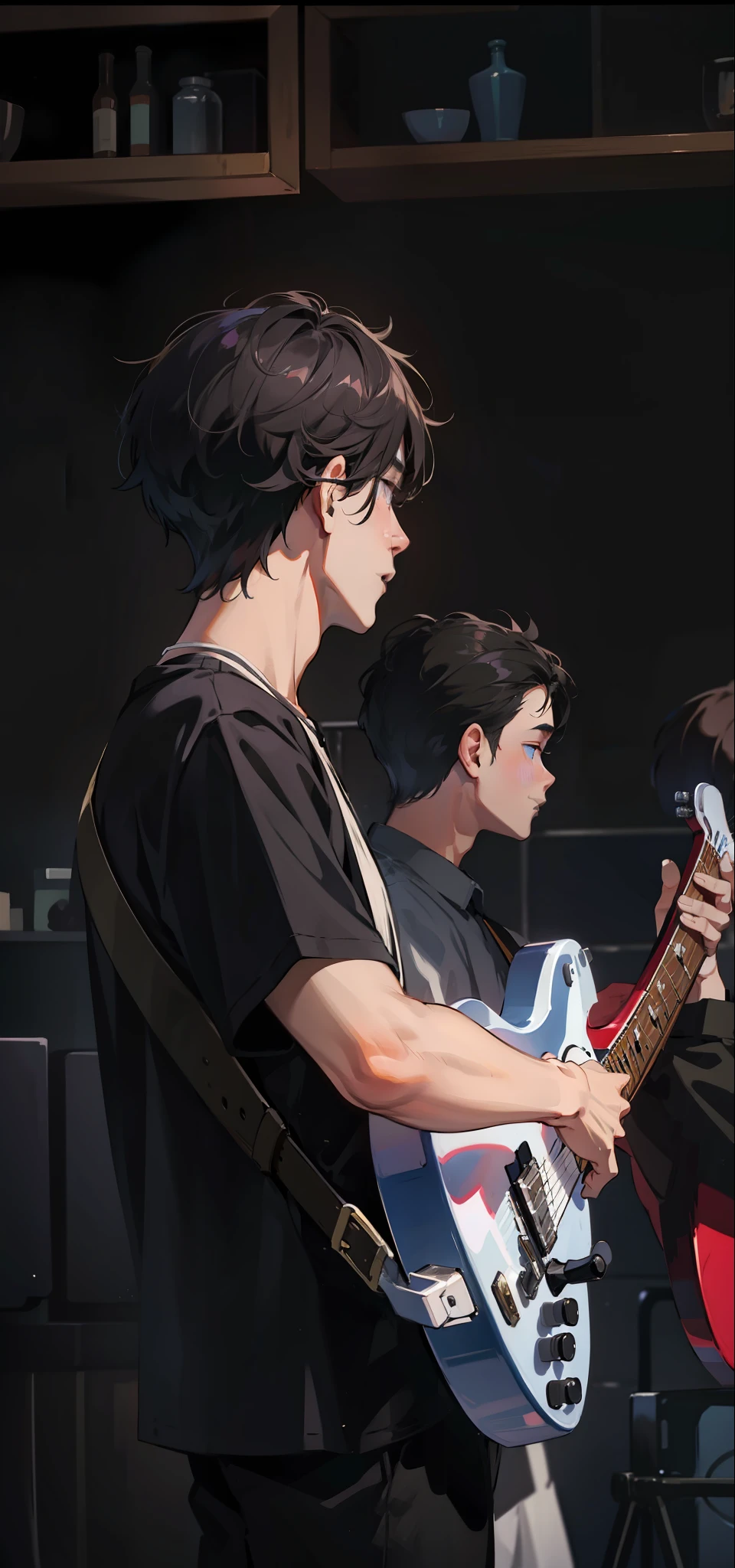 Boy with white guitar