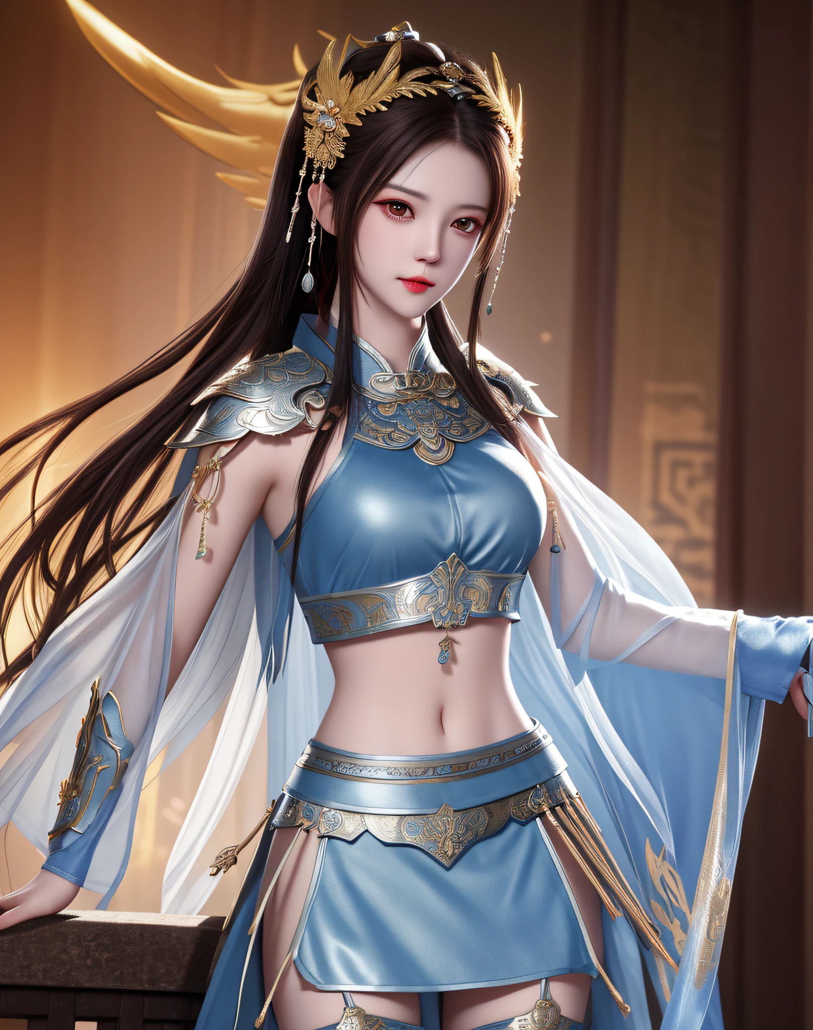 best quality, masterpiece, high resolution, 1girl, ancient chinese battlefield background, metal armor, cape, metal collar, ancient spear, hair ornament, necklace, jewelry, beautiful face, upon_body, tyndall effect, realistic, dark studio, edge lighting, duotone lighting, (high detail skin:1.2), 8k uhd, dslr camera, soft lighting, high quality, volumetric lighting, frank, photos, high resolution, 4k, 8k, bokeh, silver bikini armor, Ancient metal spear, chest embroidered phoenix, metal cuirass, tight, bare arms, weapons, short bracers, stockings, weapons