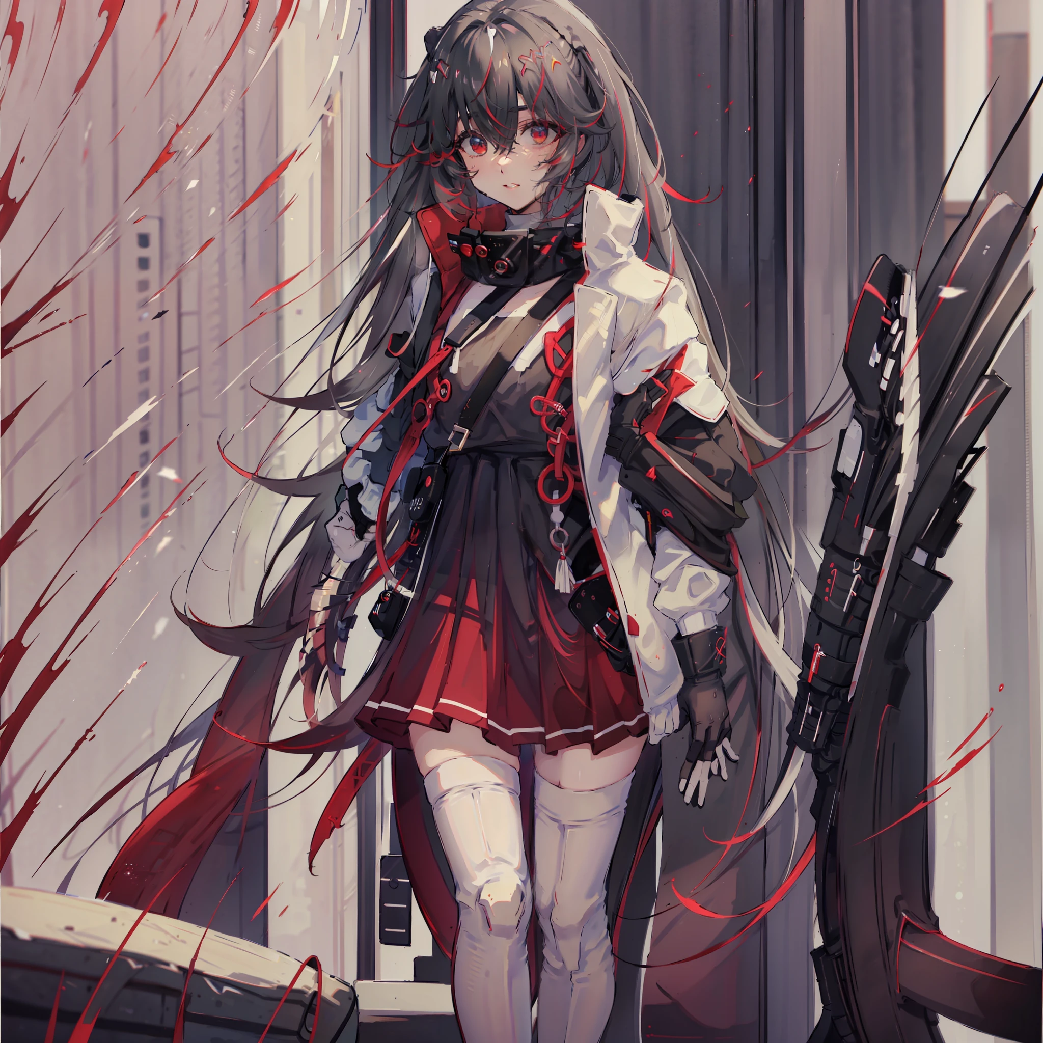 White over-the-knee socks, white over-the-knee socks, white coat, white clothes