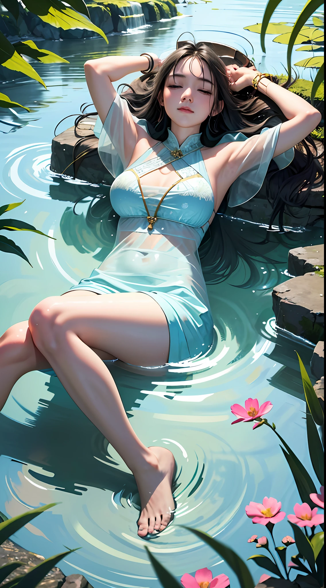 (best quality, masterpiece),peace girl,peaceful atmosphere, tranquility, serenity, quietness, calmness, relaxing, soothing, gentle, composure, contentment, satisfaction, happiness.
