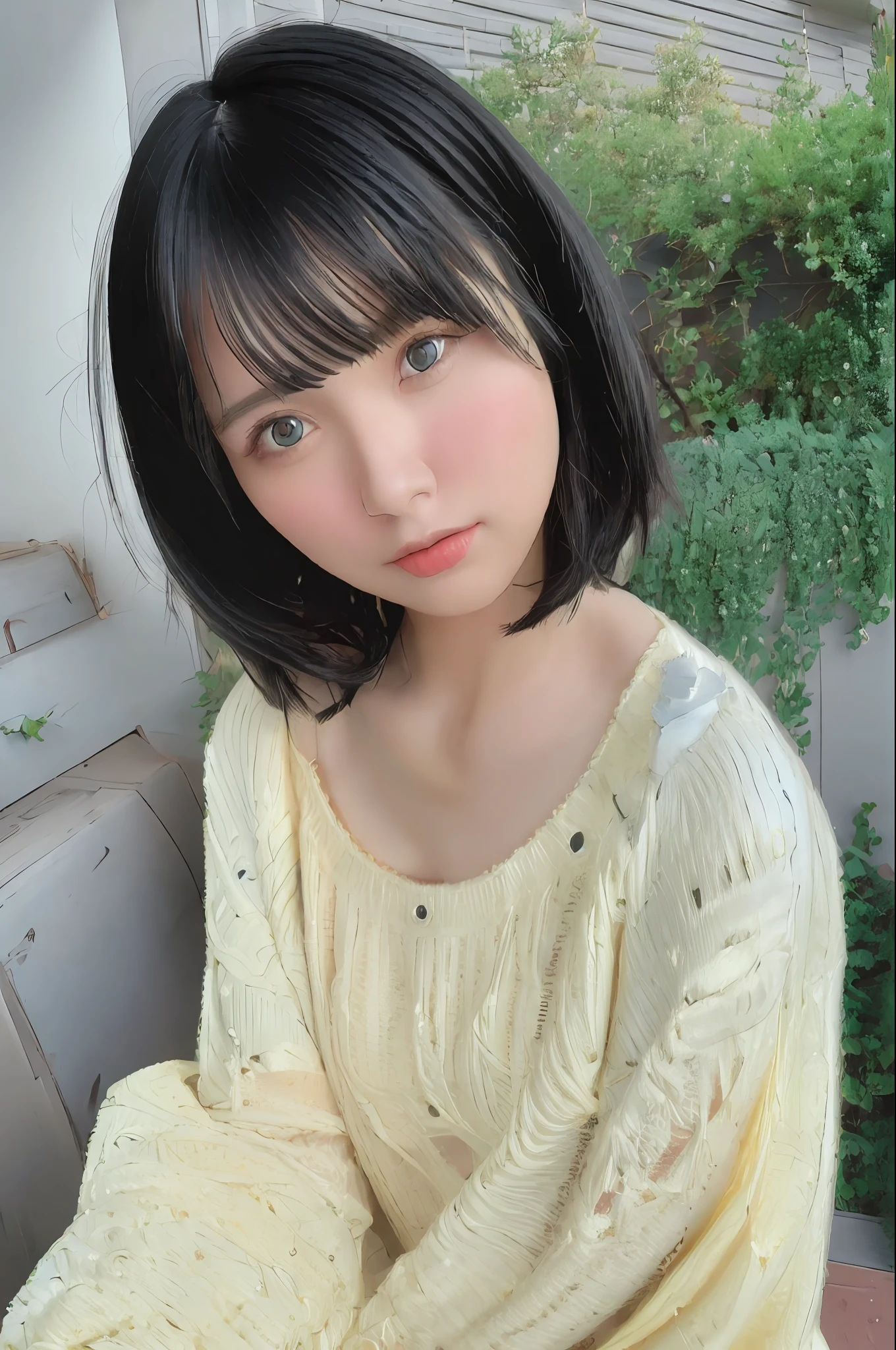 (masterpiece:1.3), (8k, photorealistic, RAW photo, best quality: 1.4), (1girl), beautiful face, (realistic face), (black hair, short hair:1.3), beautiful hairstyle, realistic eyes, beautiful detailed eyes, (realistic skin), beautiful skin, (sweater), absurdres, attractive, ultra high res, ultra realistic, highly detailed, golden ratio