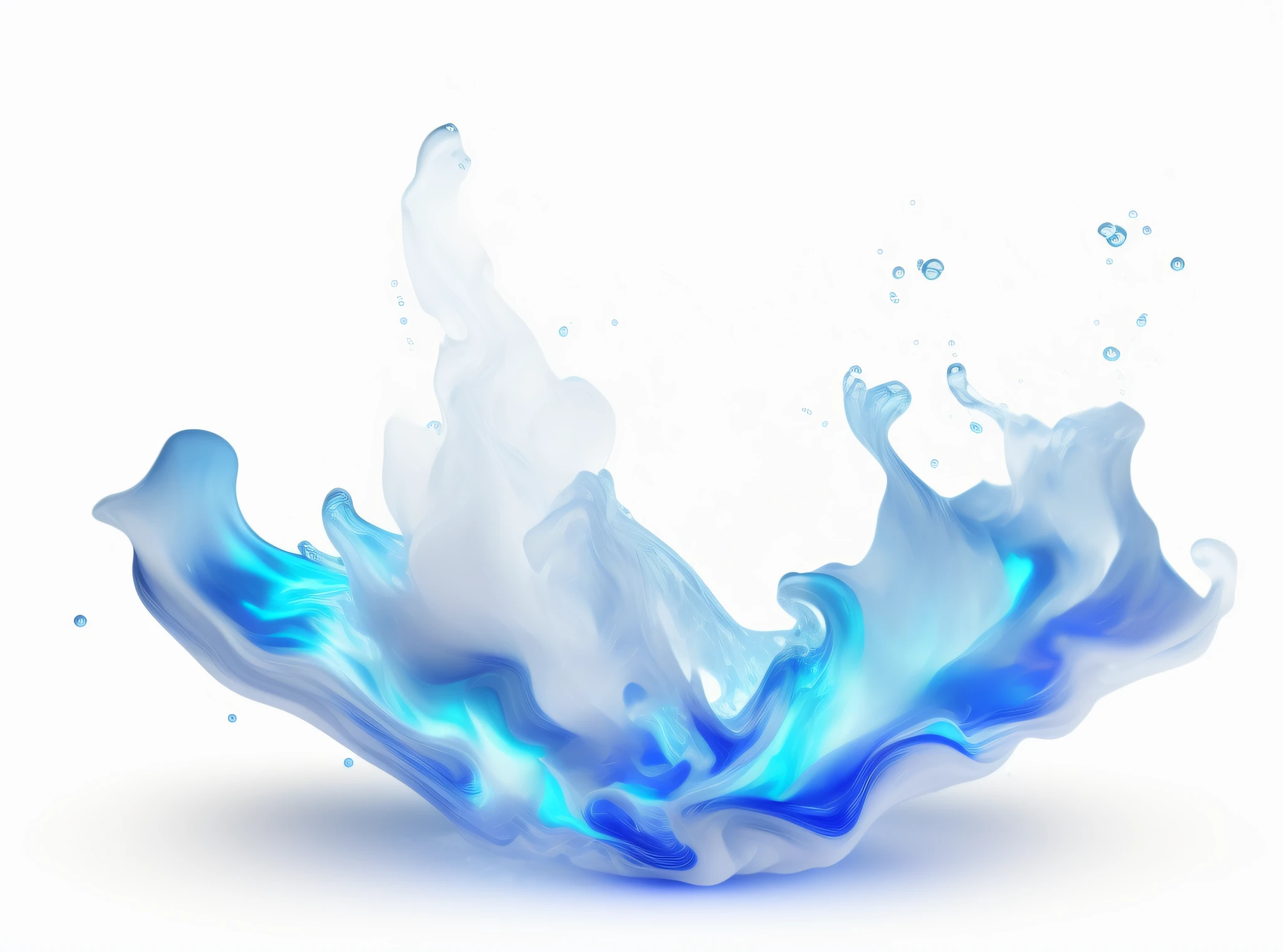 there is a blue and white liquid splashing on a white surface, blue flames, blue flame, emerging from blue fire, blue fire, liquid simulation background, liquid fire, blue flames surrounding, magic blue fire, blue fire powers, iridescence water elemental, breathing blue fire, blue fire!, simulation of water splashes, luminous water elemental --auto --s2