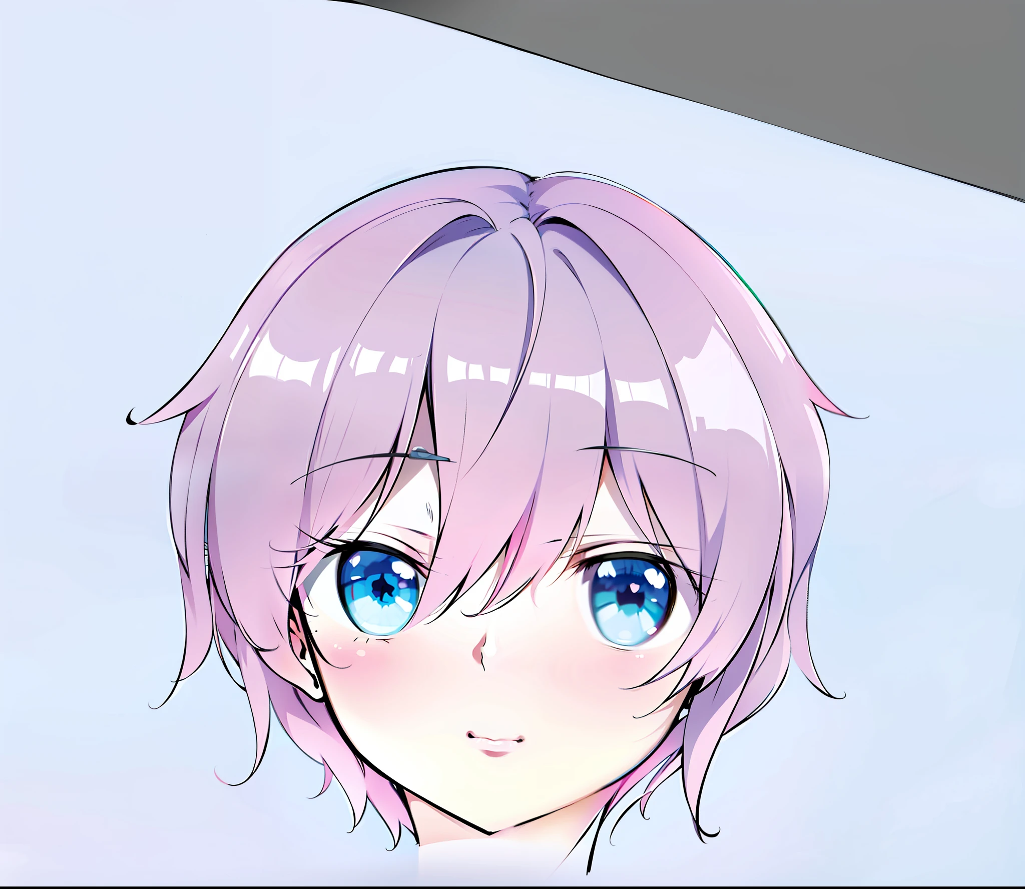 anime - style drawing of a girl with pink hair and blue eyes, flat anime style shading, semirealistic anime style, cute anime face, detailed anime soft face, sayori, subtle anime style, anime moe artstyle, in an anime style, anime style portrait, made with anime painter studio, paint tool sai!! blue, cute natural anime face