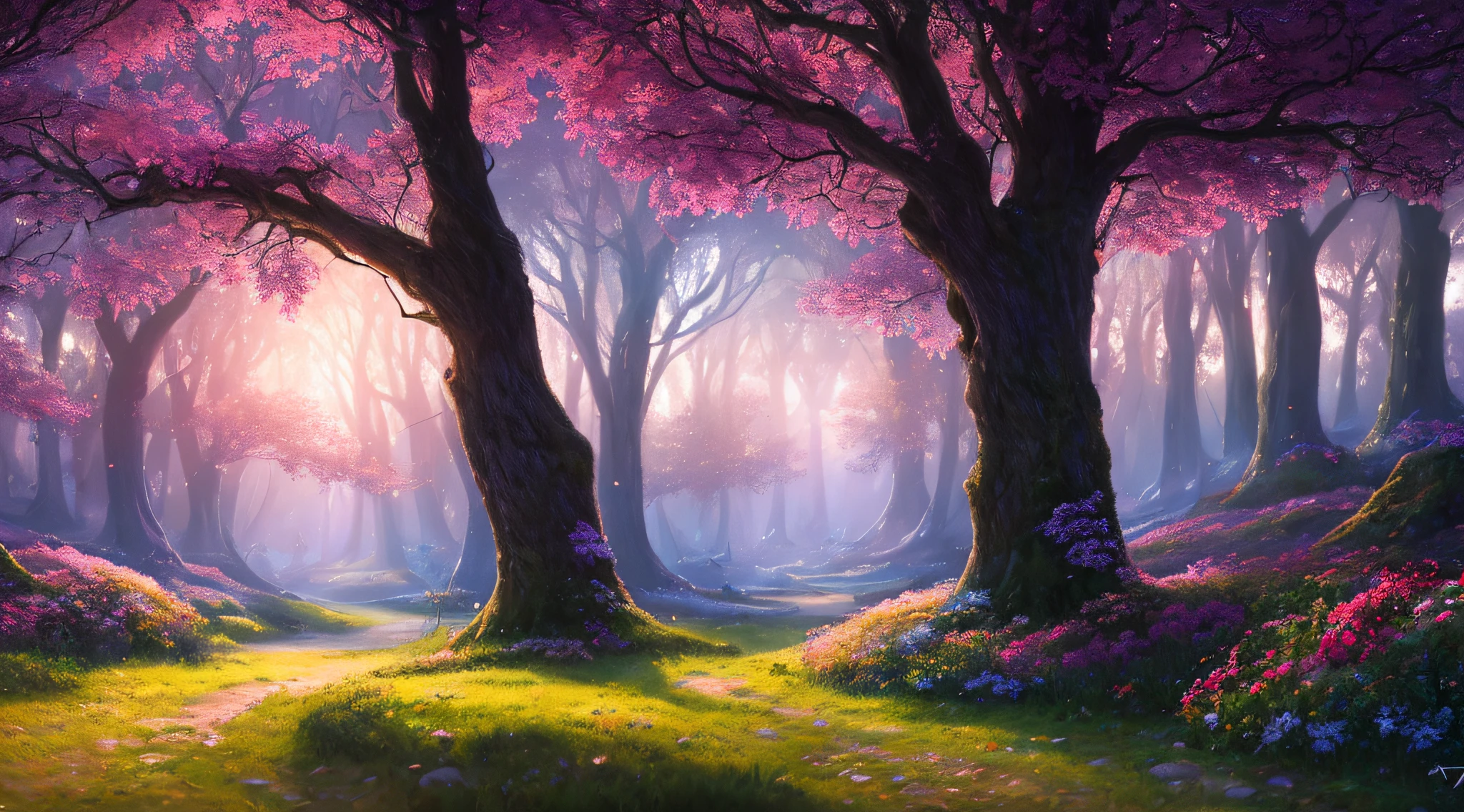 masterpiece, best quality, high quality,extremely detailed CG unity 8k wallpaper, An enchanting and dreamy scene of a fantasy forest, with towering trees, glowing mushrooms, and hidden fairy glens, creating a sense of mystique and enchantment, artstation, digital illustration, intricate, trending, pastel colors, oil paiting, award winning photography, Bokeh, Depth of Field, HDR, bloom, Chromatic Aberration ,Photorealistic,extremely detailed, trending on artstation, trending on CGsociety, Intricate, High Detail, dramatic, art by midjourney