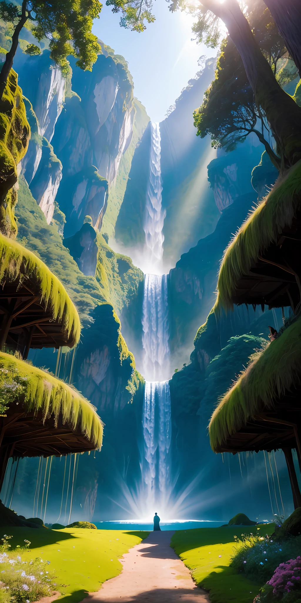 Enter a magnificent and magical region, untouched by the hand of man. As you enter this natural sanctuary, a surreal world unfolds before your eyes.

The lush vegetation takes unimaginable forms, with trees rising to the skies in mesmerizing spirals and flowers emanating an ethereal glow. Crystal clear waterfalls glide down majestic cliffs, creating a smooth and invigorating symphony.

The sounds of nature are intensified in this enchanted region. Exotic birds glide through the air, letting out melodic trills, while small animals venture through the colorful vegetation. The aroma in the air is a divine perfume, a mixture of rare flowers and aromatic herbs.

Sunlight streams through the dense canopy of trees, forming golden beams that illuminate the ground covered in soft moss. Rays of light create magical shadow games, making it seem like the environment itself is alive.

In this unexplored and unspoiled region, nature reveals itself in its most magnificent form. It is as if the earth itself breathes with a vital energy, a symphony of colors and shapes that defy any rational explanation.

As you immerse yourself in this dreamscape, you feel transported into a world of wonders. Every step is a discovery, every glimpse is an inspiration. This magnificent and magical region is a reminder of the grandeur of nature and the infinite capacity to surprise and delight us.