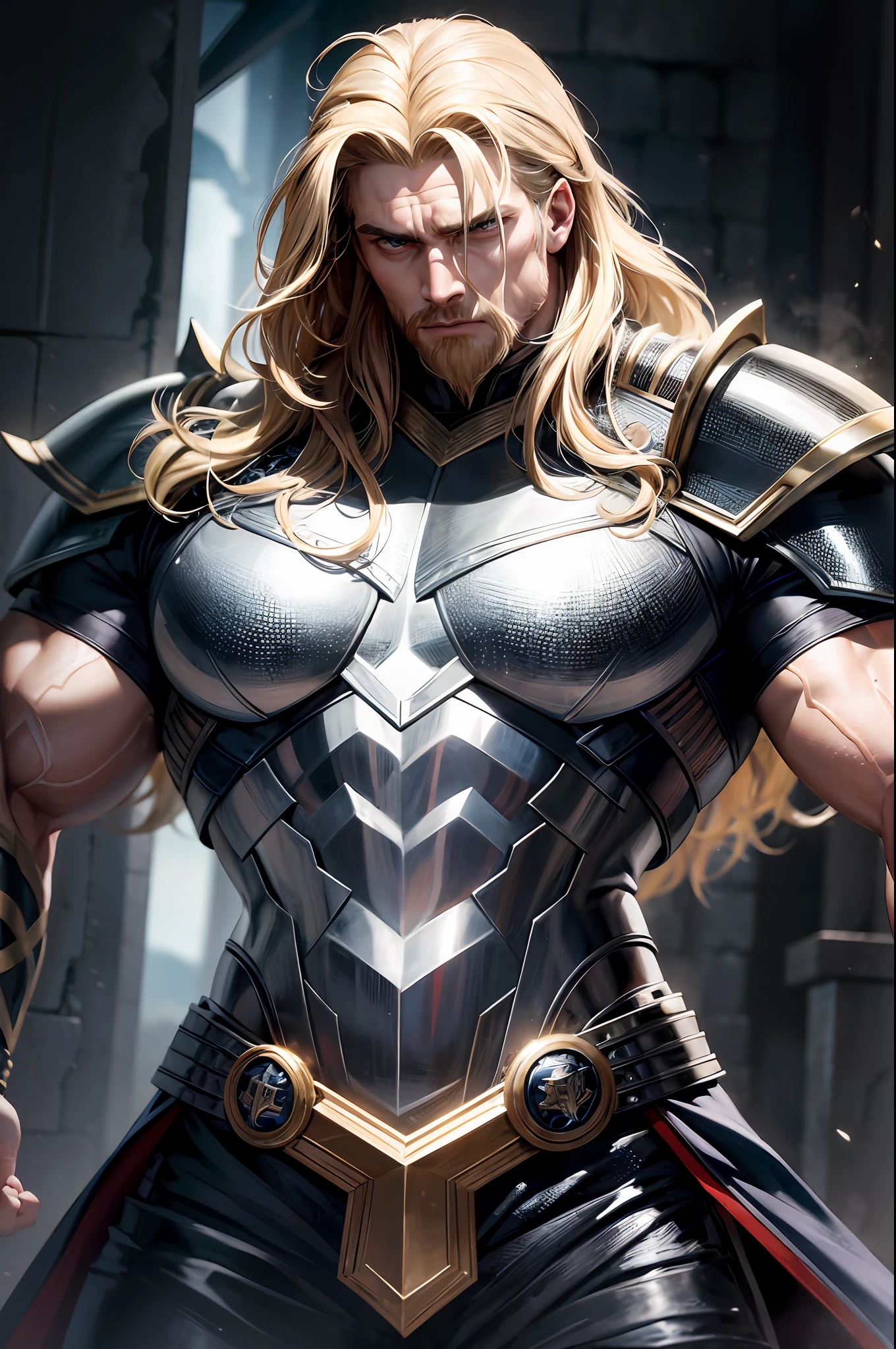 Masterpiece Photography Ultra Realistic, 4K and 12K resolution. 
Thor:
Masterpiece Photography Ultra Realistic Description: Thor, the Norse god of thunder and strength, emanates power and masculinity in a mesmerizing 12K hyper-realistic depiction. His sculpted physique, defined muscles, and radiant complexion are rendered with meticulous detail. His intense, azure eyes hold a fierce determination, reflecting his unwavering resolve. Flowing locks of blond hair, cascading over broad shoulders, accentuate his imposing presence. Clad in majestic armor and wielding the mighty Mjolnir, every aspect of his appearance embodies the essence of a legendary warrior. The hyper-realistic portrayal captures the intricate textures of his armor and the subtle nuances of his expression, evoking a sense of awe and reverence for this god of thunder.