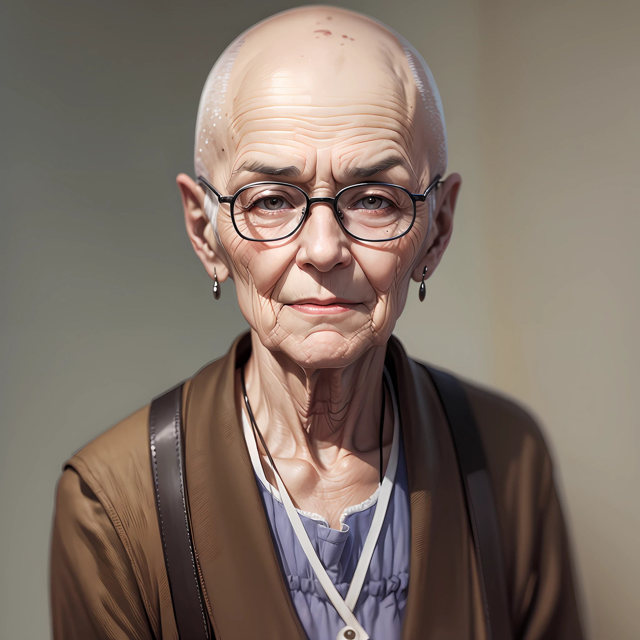 An elderly bald woman --auto --s2