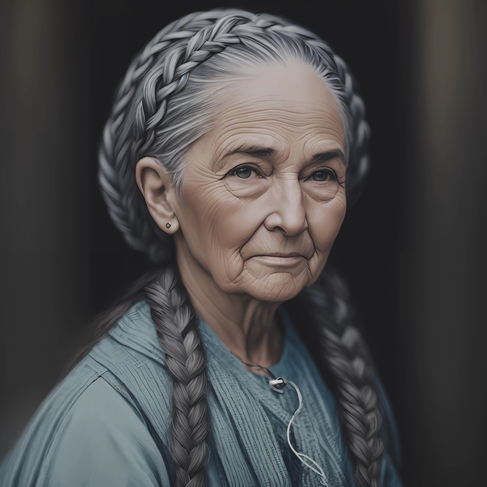 An old bald woman who had braided line hair --auto --s2