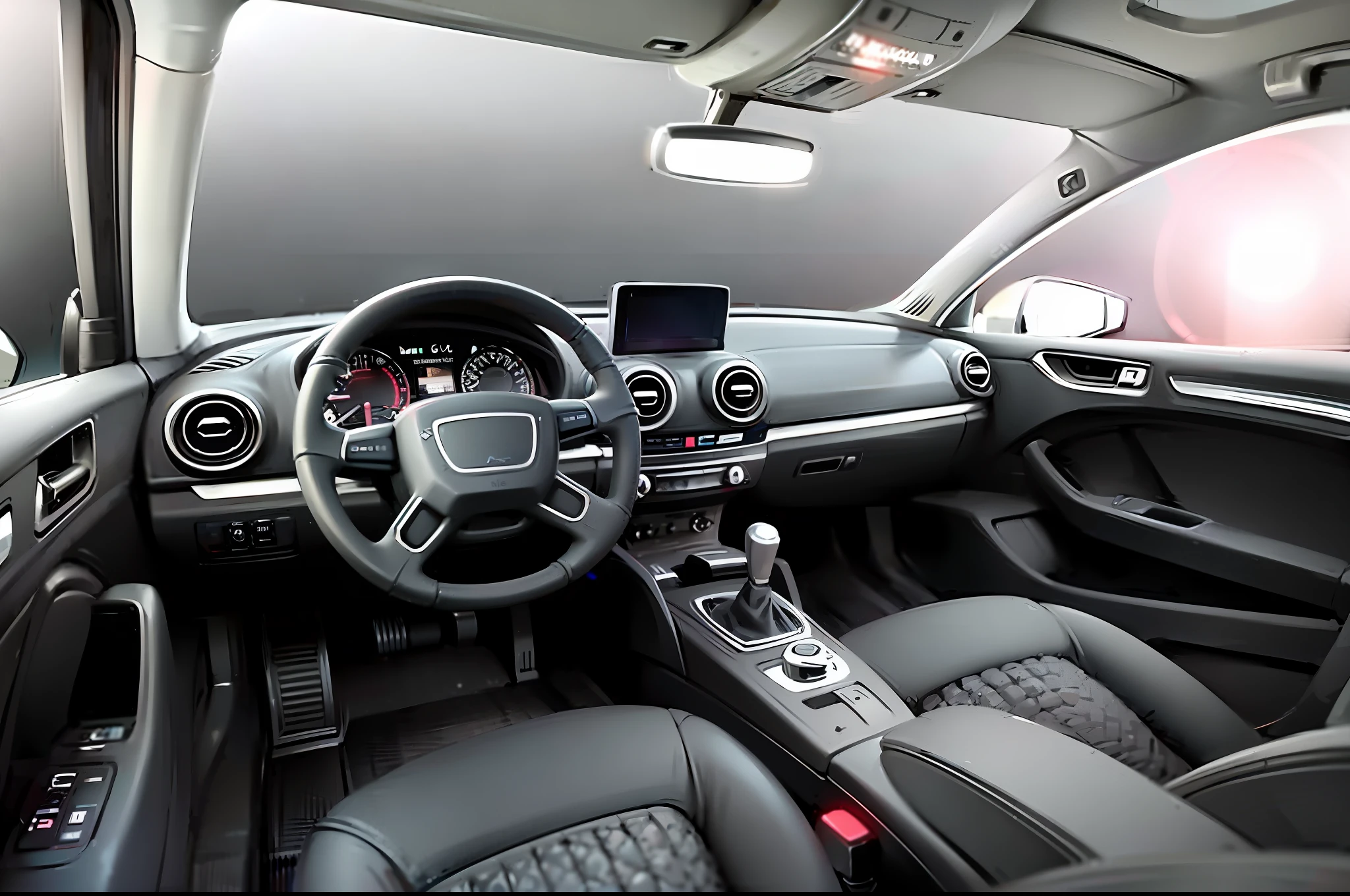 arafed view of a car with a steering wheel and dashboard, inside of a car, elegant interior, high end interior, highly detailed interior, interior background, full view of a car, interior of a small, car commercial photograph, interior photograph, inside a grand, leather interior, photo still of interior, trim, rectangle, high quality picture