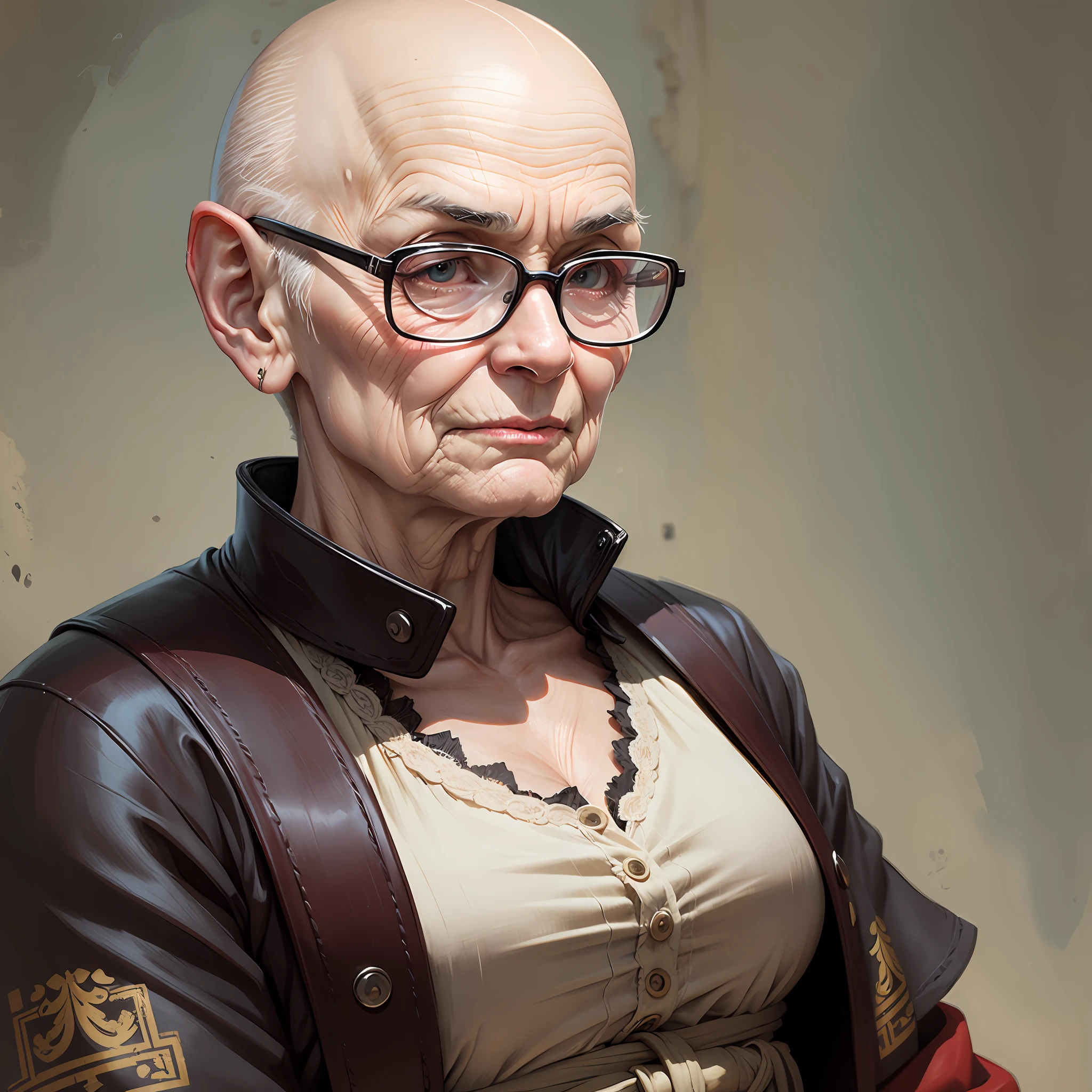 An elderly bald woman --auto --s2