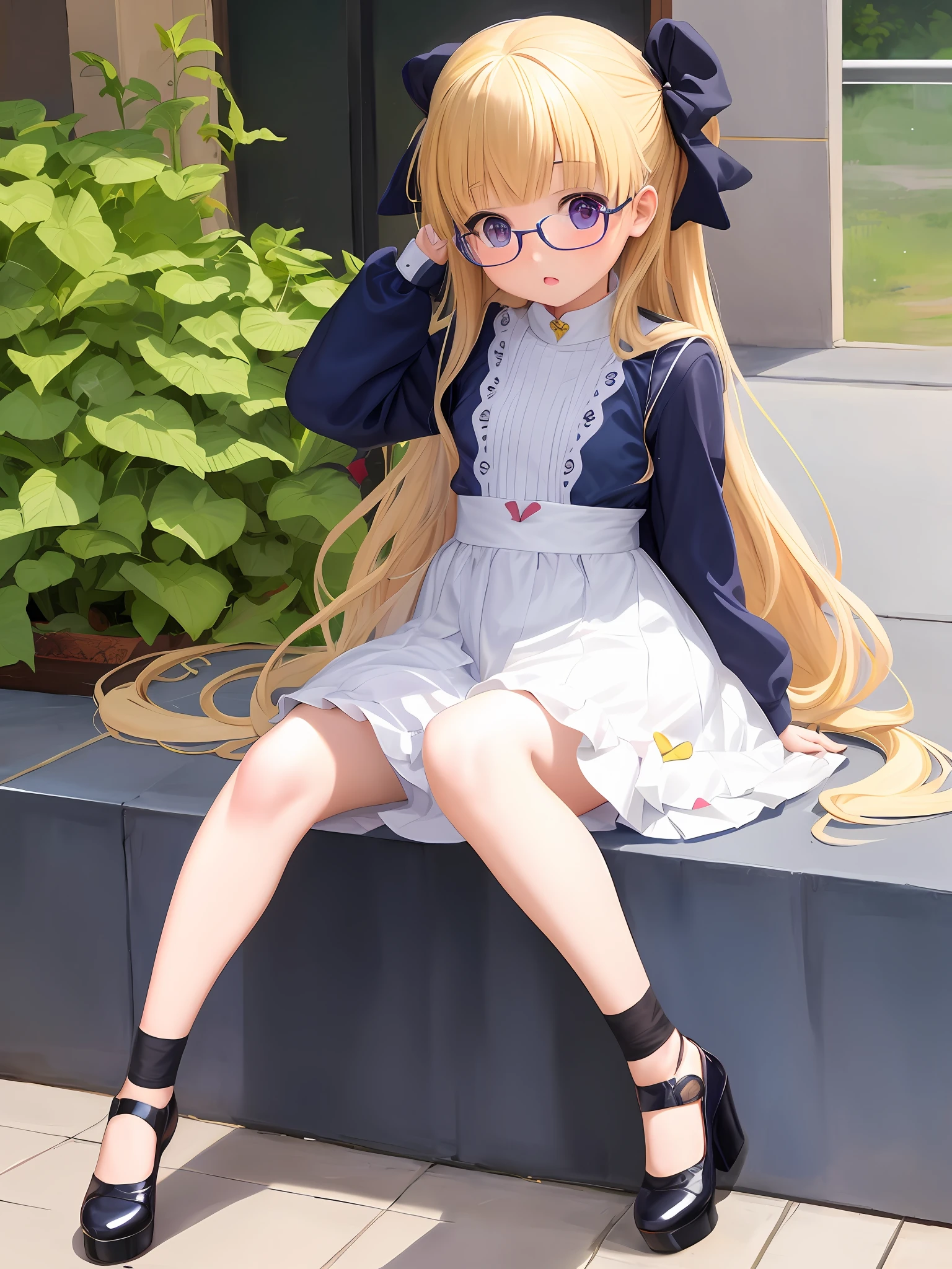 anime visual of a cute girl, small curvy ****, portrait of ****ta, **** in dress, small **** girl, portrait of an anime girl, portrait of cute anime girl, anime moe artstyle, Modern Hijab, MagijMix V5, Oversized Sweater LoRA, Strahovski Embeddings, Glasses LoRA, A pair of ggx heels LoRA, Hires Fix - Upscaler 4X Real-Esrgan. Sitting, solo, 1girl