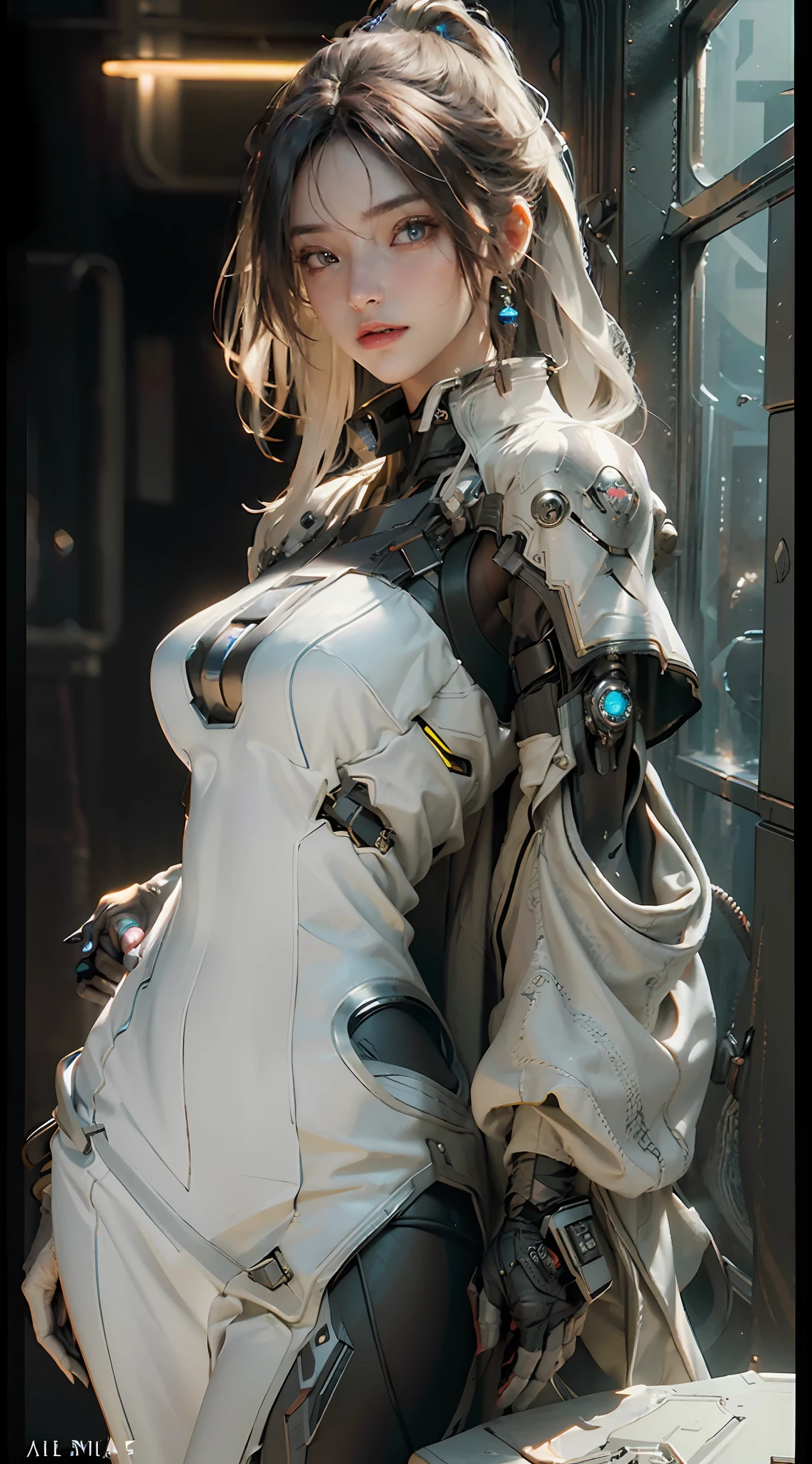 ((Best quality)), ((masterpiece)), (detailed:1.4), 3D, an image of a beautiful cyberpunk female,HDR (High Dynamic Range),Ray Tracing,NVIDIA RTX,Super-Resolution,Unreal 5,Subsurface scattering,PBR Texturing,Post-processing,Anisotropic Filtering,Depth-of-field,Maximum clarity and sharpness,Multi-layered textures,Albedo and Specular maps,Surface shading,Accurate simulation of light-material interaction,Perfect proportions,Octane Render,Two-tone lighting,Wide aperture,Low ISO,White balance,Rule of thirds,8K RAW,