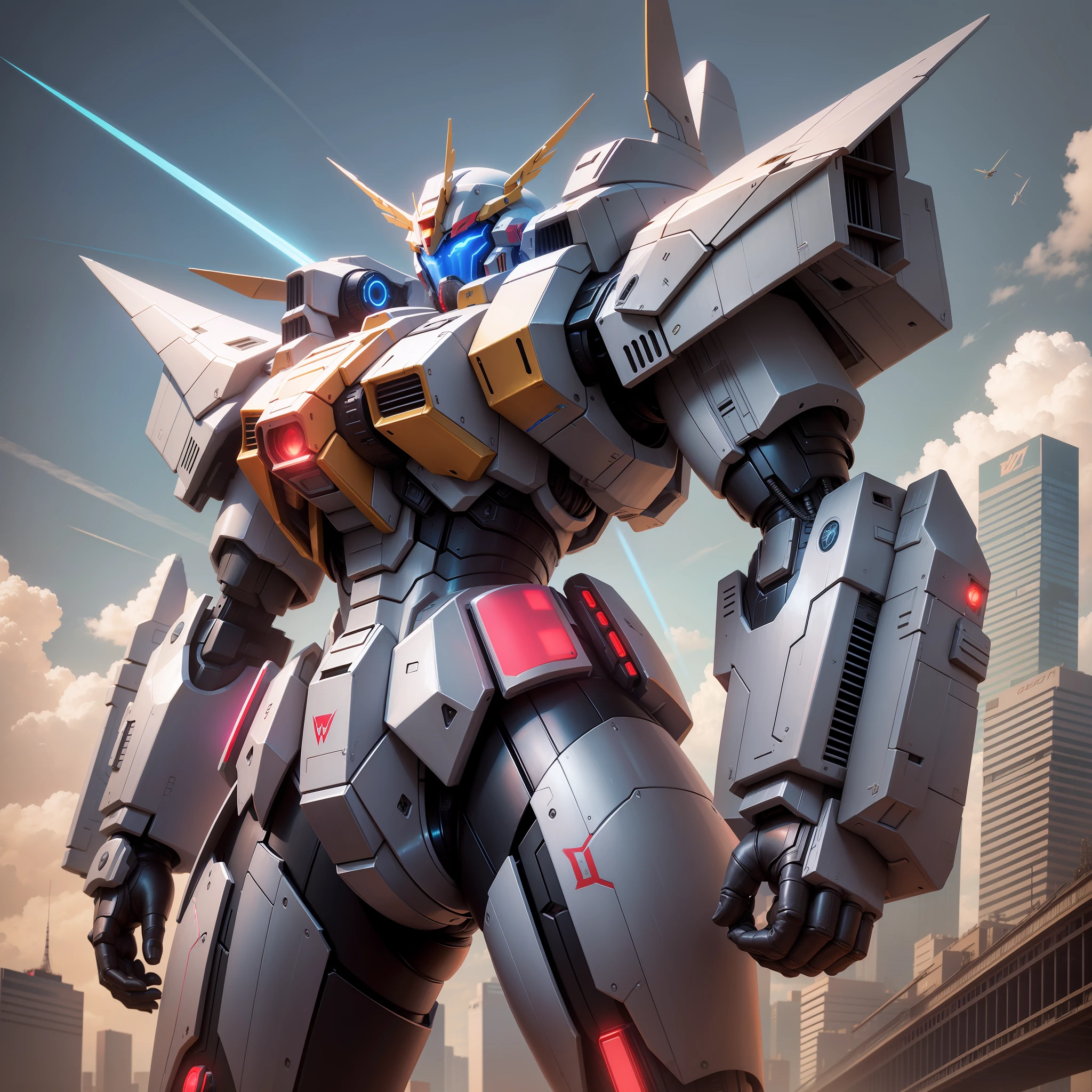 Wings of an Angel Giant Robot Cyberpunk Sci-Fi Future World Gundam Beam Saber Top Quality Masterpiece City