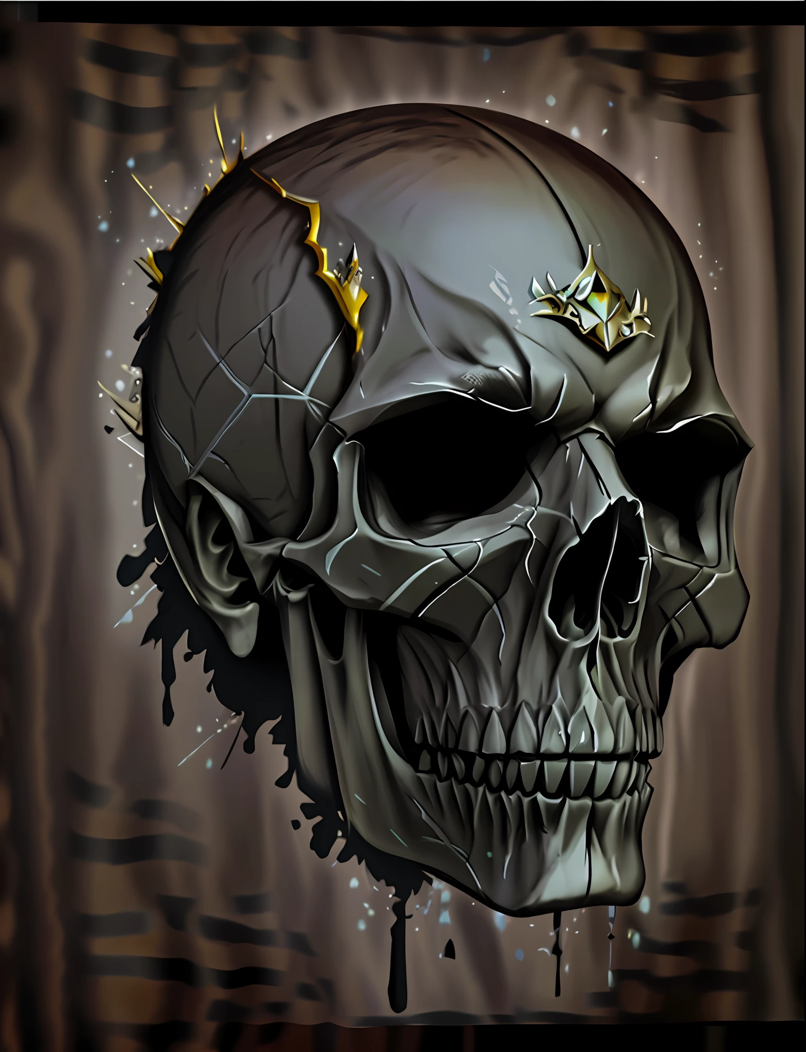 skull with a crown on it's forehead and a crown on its forehead, skull like, fantasy skull, skull paint, skull head, ((skull)), skull, death skull, 3 d design for tattoo, morphing skulls, skull face, skullish, 4k detailed digital art, 4 k highly detailed art, sacred skull, skull design for a rock band