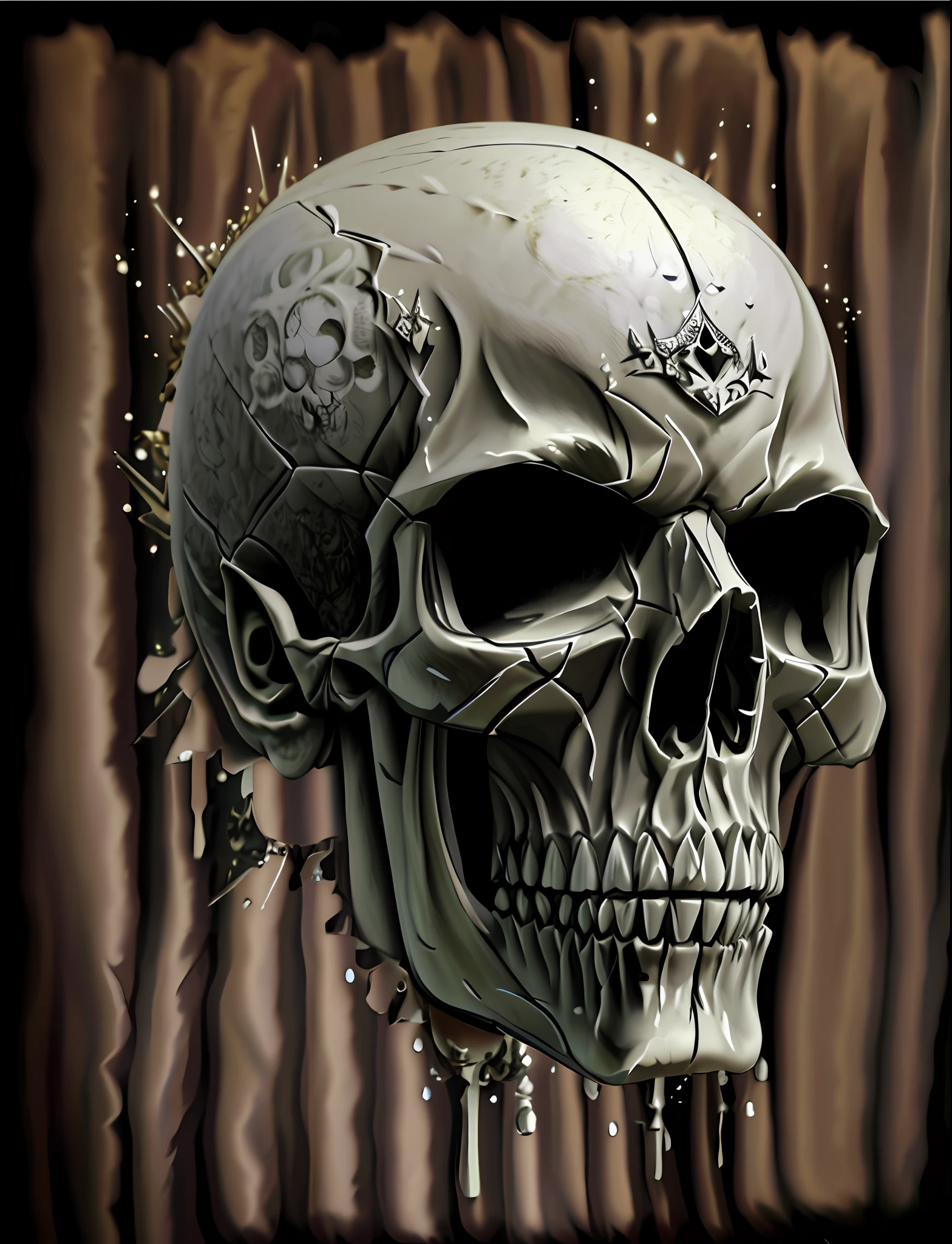 skull with a crown on it's forehead and a crown on its forehead, skull like, fantasy skull, skull paint, skull head, ((skull)), skull, death skull, 3 d design for tattoo, morphing skulls, skull face, skullish, 4k detailed digital art, 4 k highly detailed art, sacred skull, skull design for a rock band