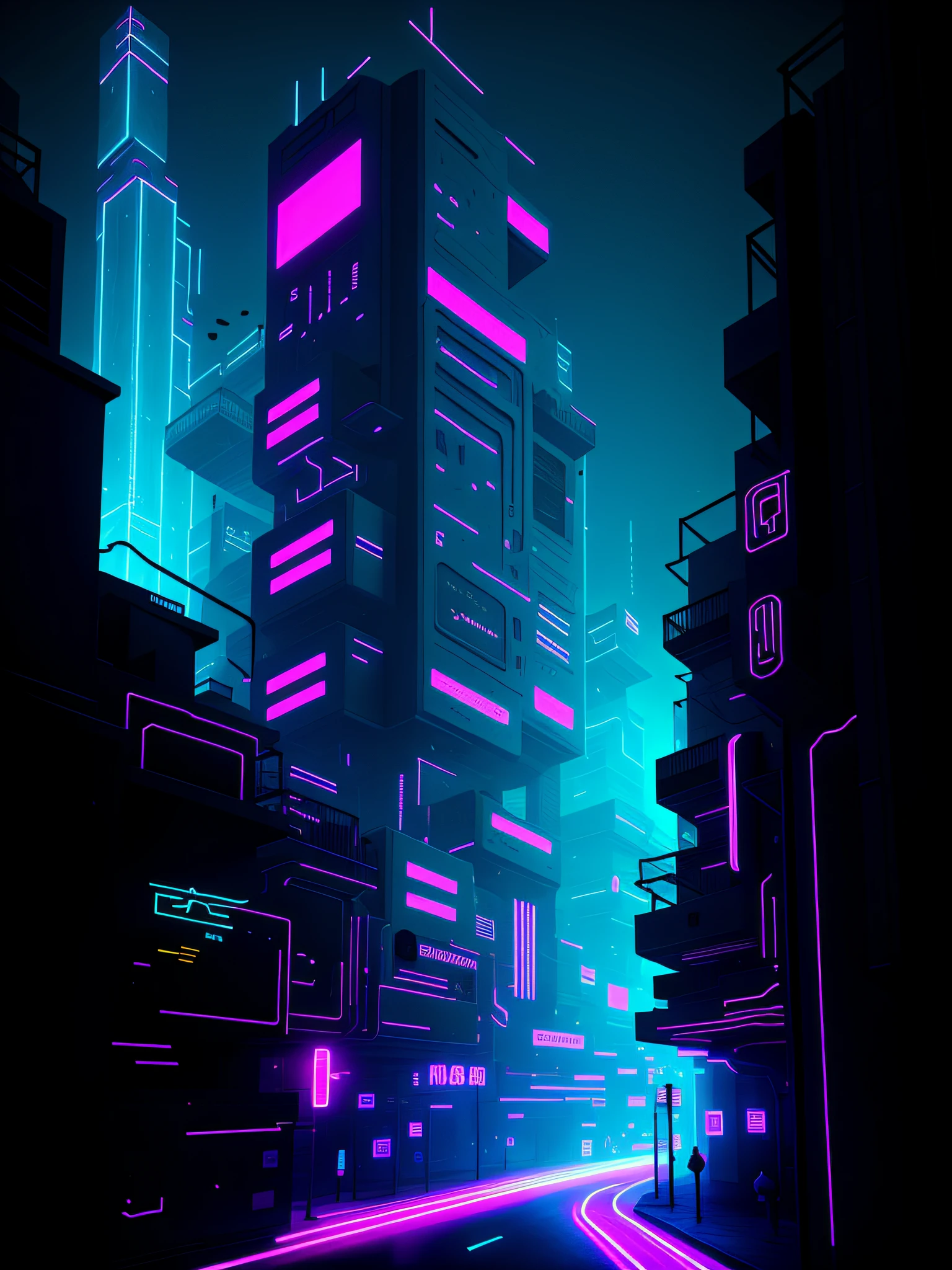 Dark Hall minimalist, cyberpunk, 8k, neon light, background