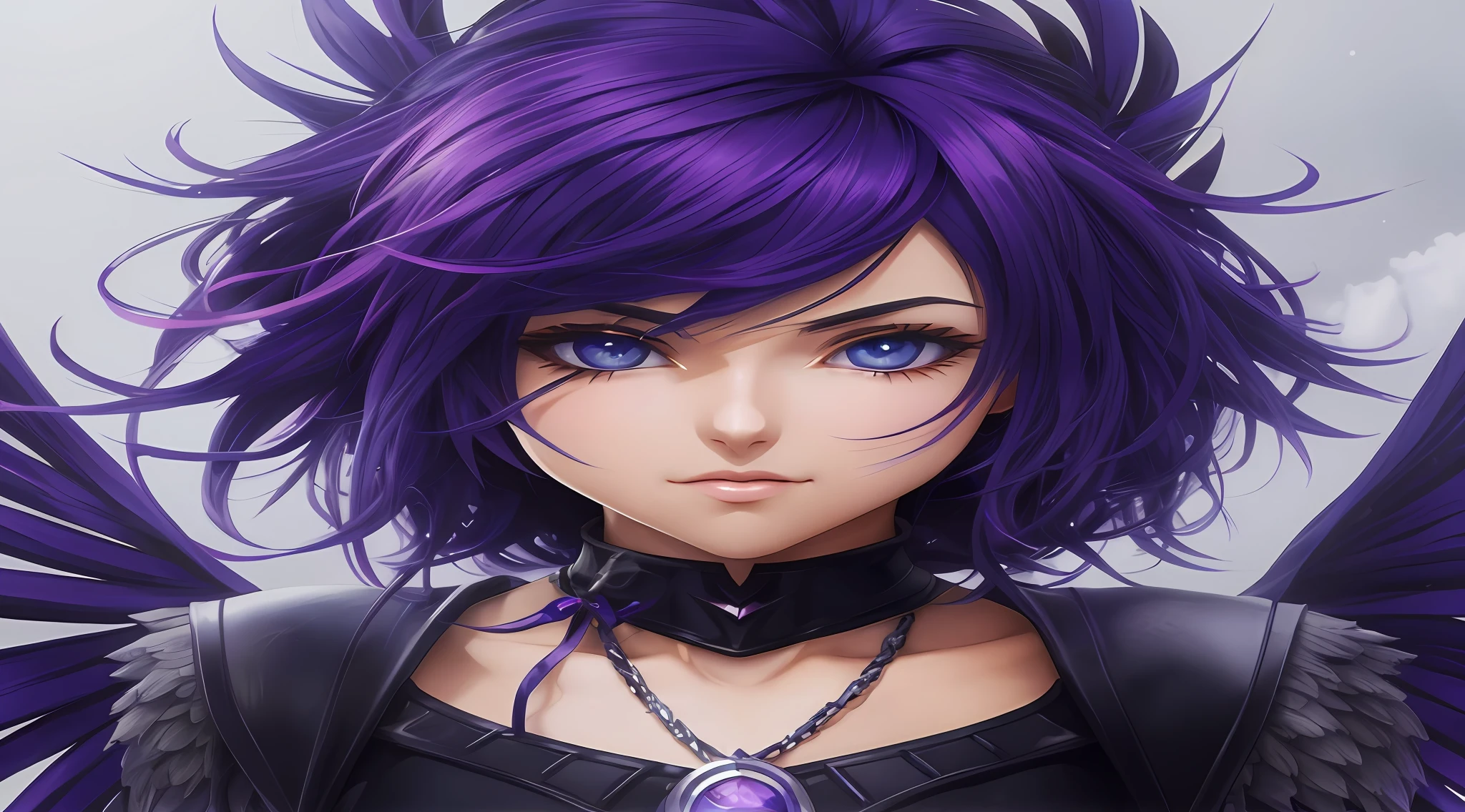 a closeup of a woman with purple hair and a necklace, 4K anime style, portrait knights of zodiac girl, extremely detailed Artgerm, 4k anime wallpaper, Anime Wallpaper 4k, 4k anime wallpaper, Anime Art Wallpaper 4K, Anime Art Wallpaper 4K, Anime Art Wallpaper 8K, Artgerm 4K, stunning portrait of anime face