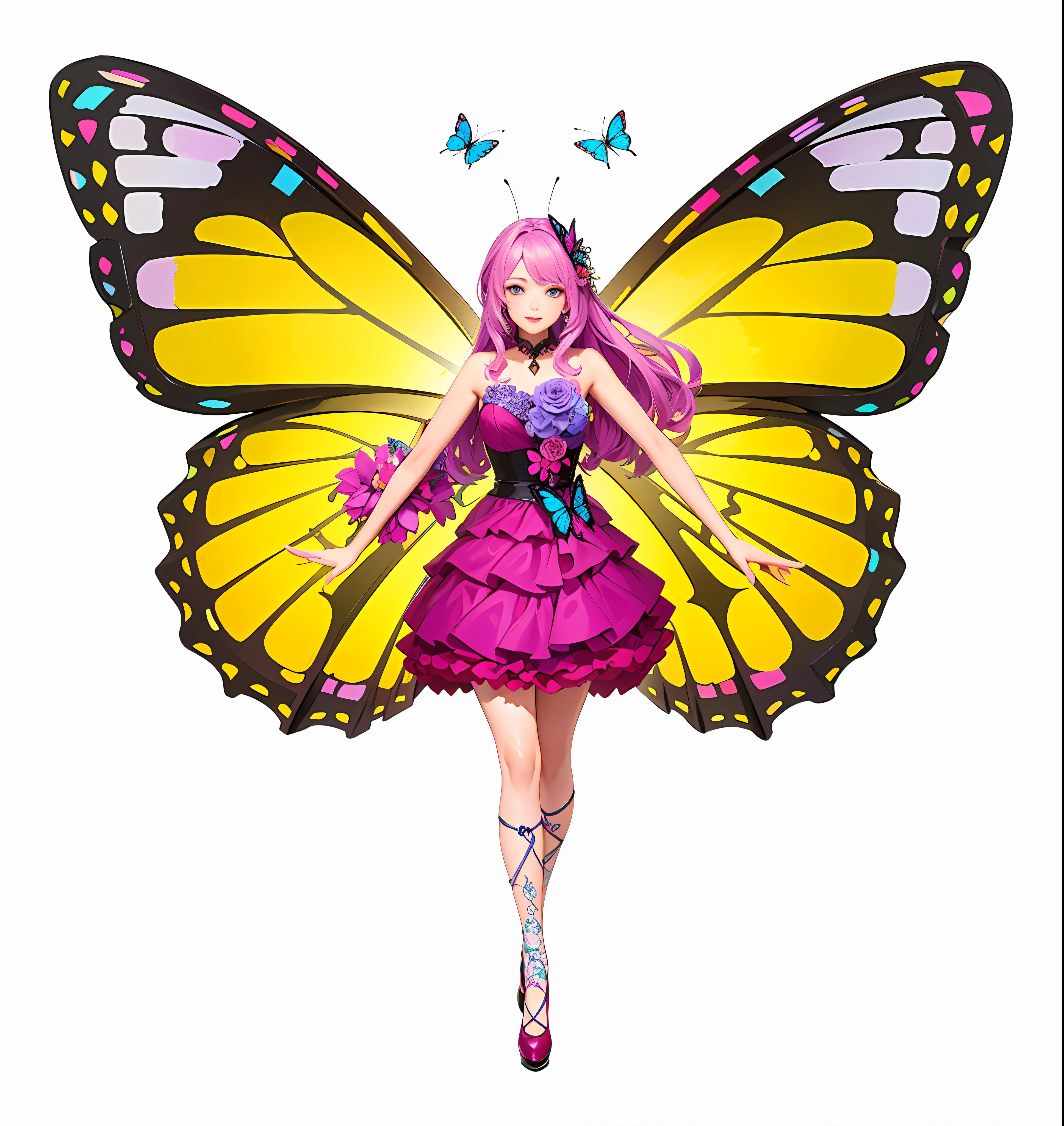 (super detailed background, detailed background), absurd, high resolution, super detailed, extremely detailed, 1girl, butterfly fairy, (bouquet: 1.3), (zentangle: 1.2), (geometry: 1.2), (color),