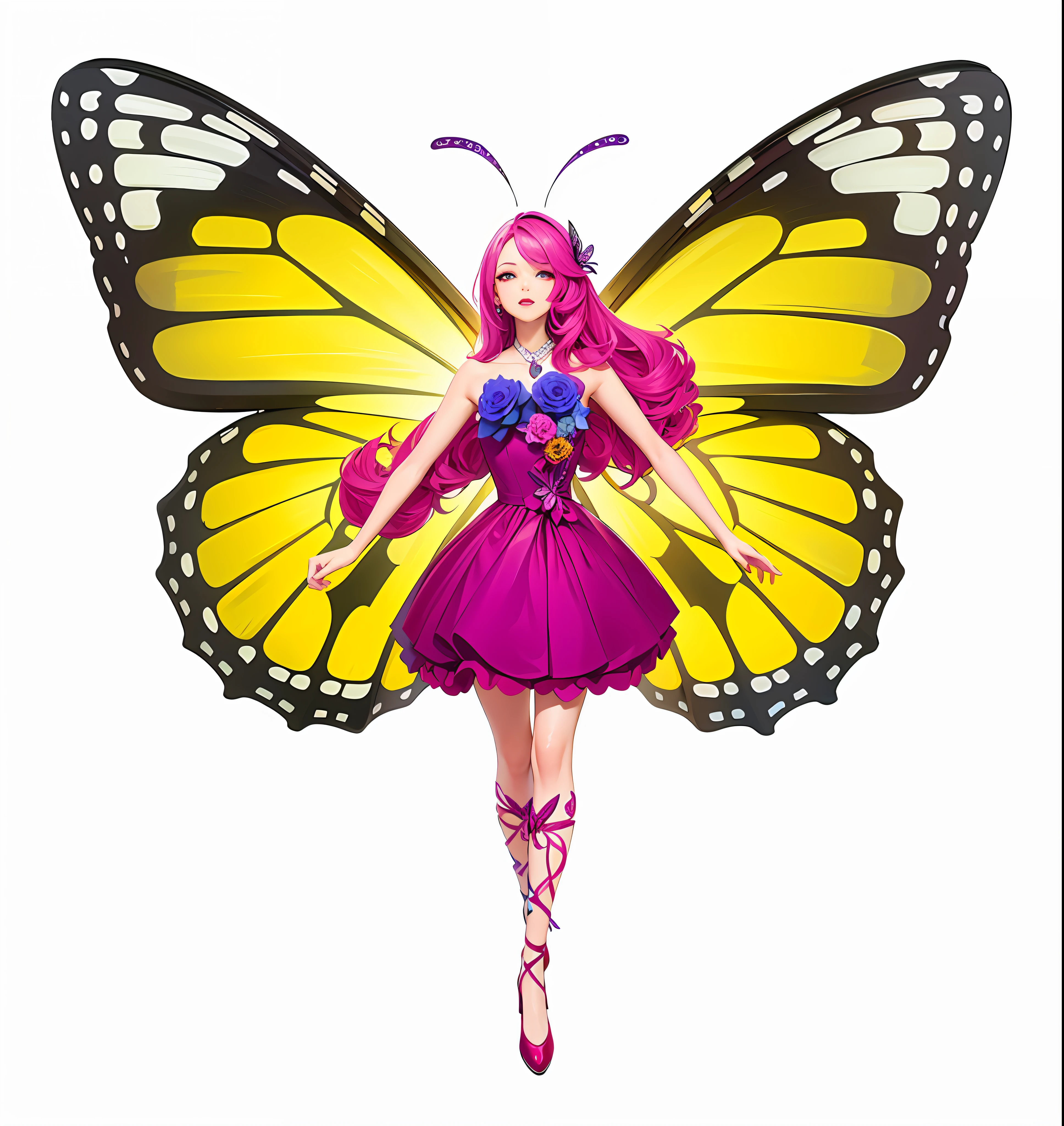 (super detailed background, detailed background), absurd, high resolution, super detailed, extremely detailed, 1girl, butterfly fairy, (bouquet: 1.3), (zentangle: 1.2), (geometry: 1.2), (color),