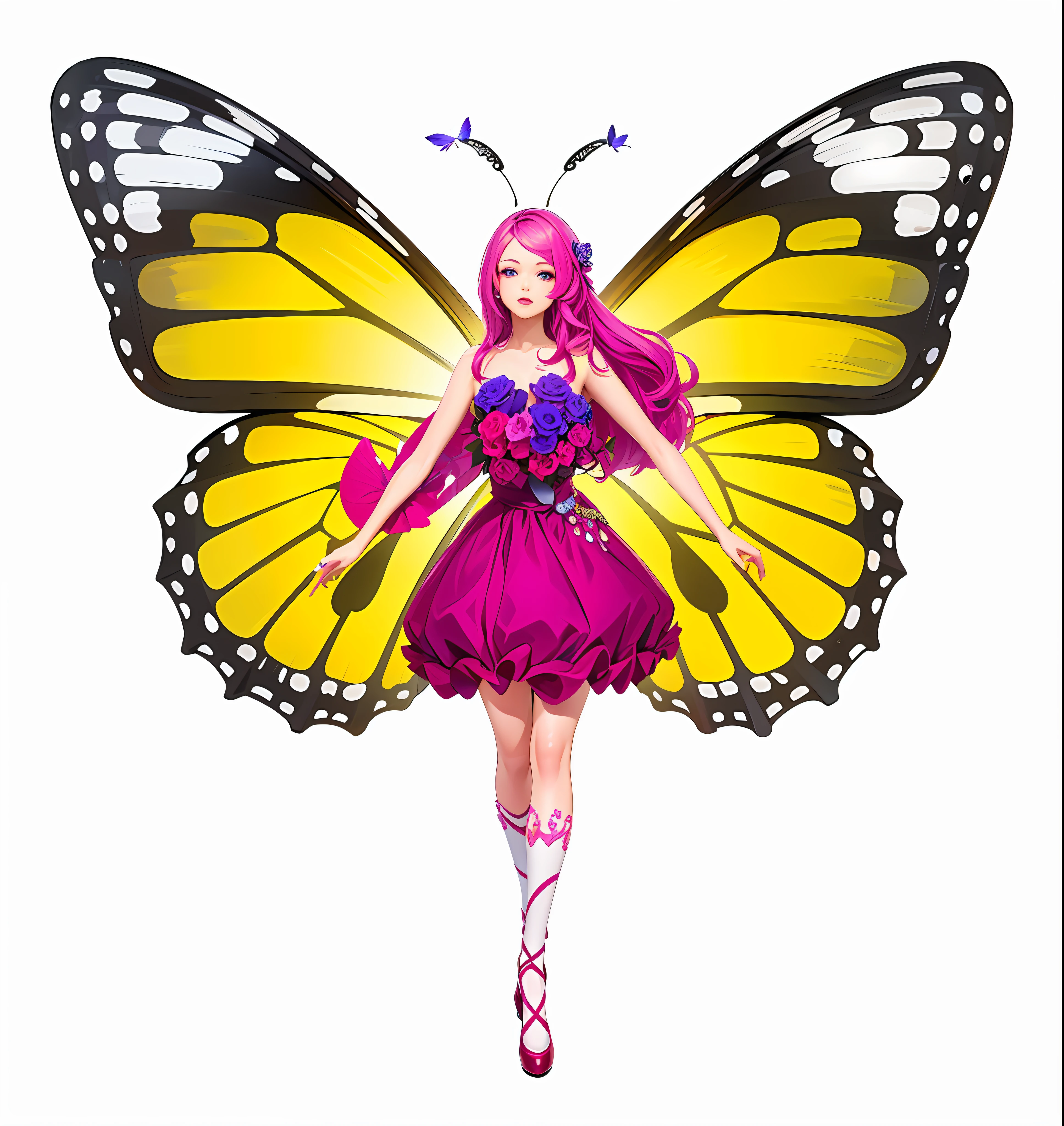(super detailed background, detailed background), absurd, high resolution, super detailed, extremely detailed, 1girl, butterfly fairy, (bouquet: 1.3), (zentangle: 1.2), (geometry: 1.2), (color),