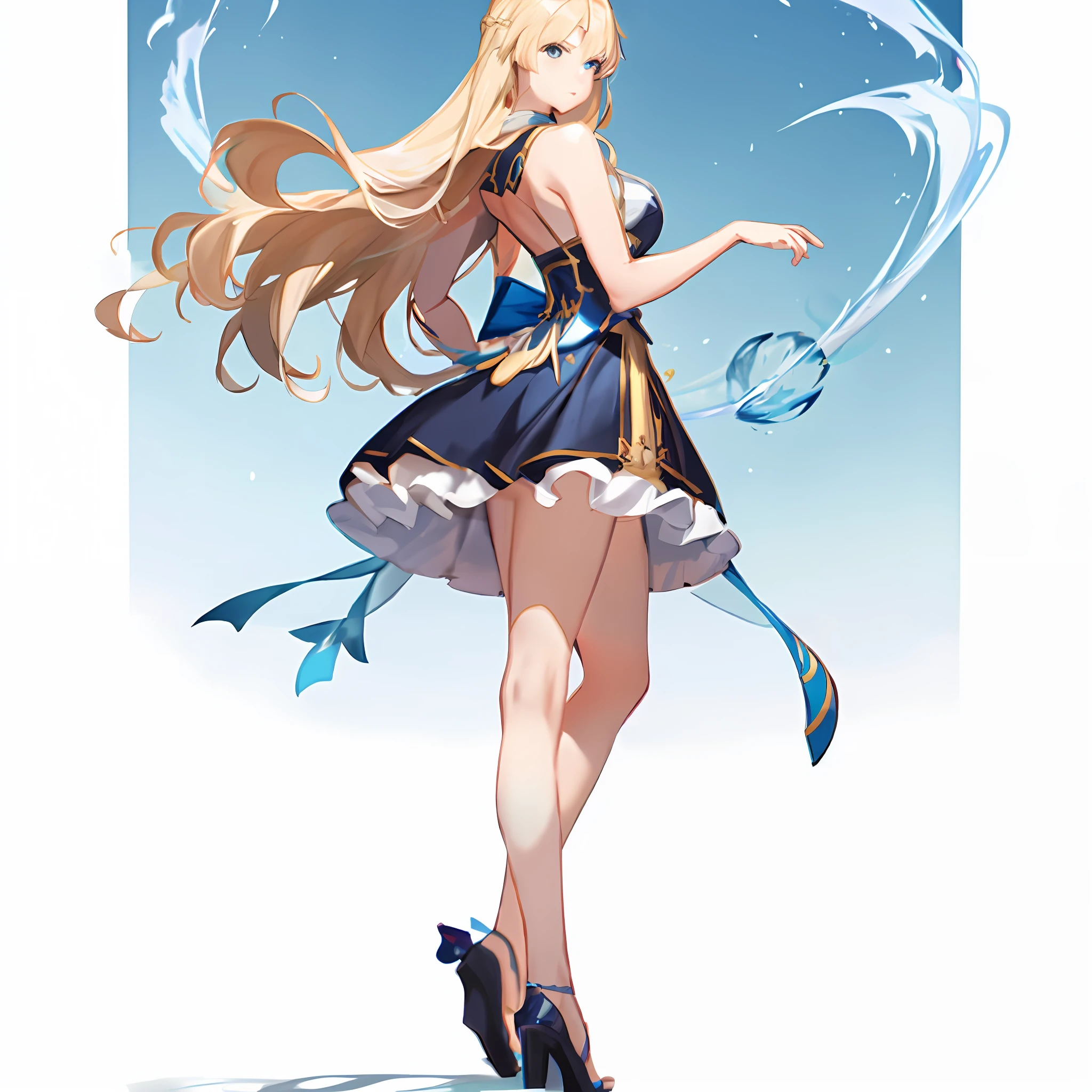 anime girl in a short dress with a sword and a fish, cushart krenz key art feminine, cute anime waifu in a nice dress, blonde anime girl with long hair, anime goddess, digital art on pixiv, ayaka genshin impact, splash art anime ****, azur lane style, trending on artstation pixiv, pretty anime character design