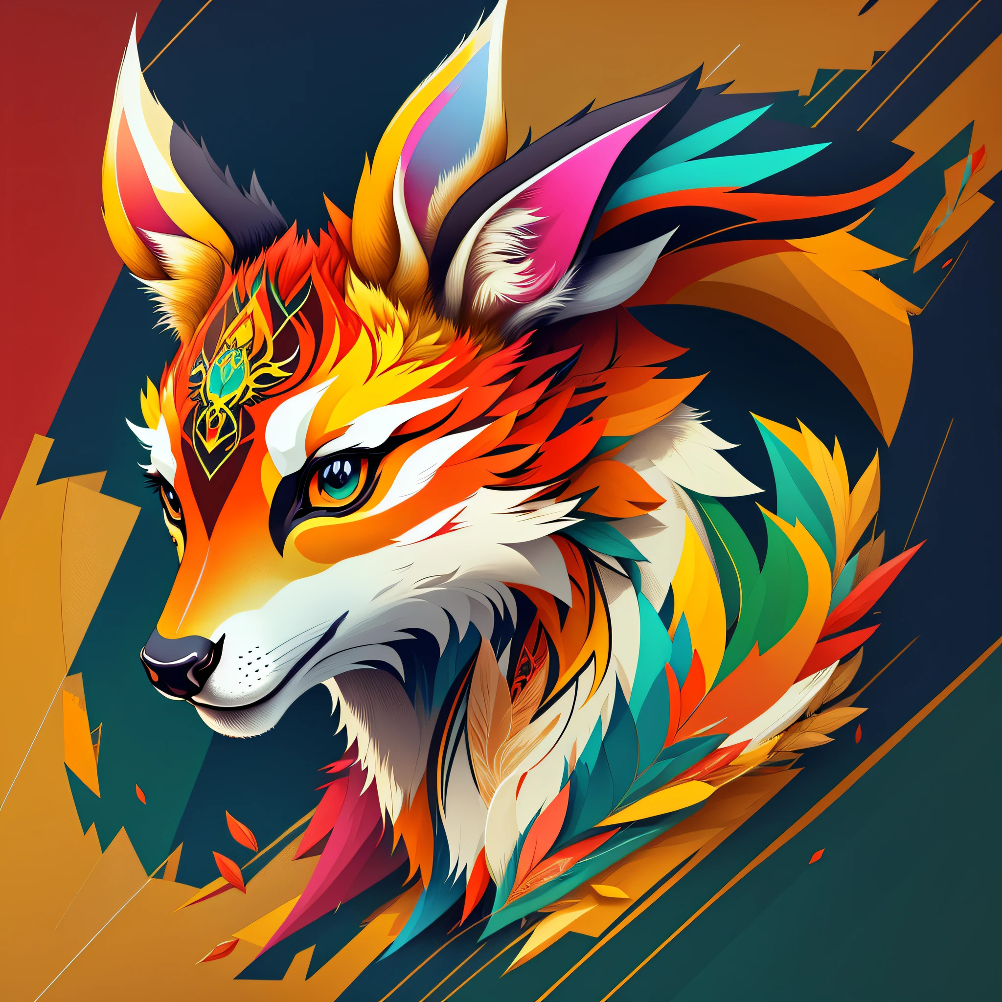 A sleek, modern deer logo rendered in vector art, with a vibrant color palette and intricate details, creating an eye-catching shape. --auto --s2