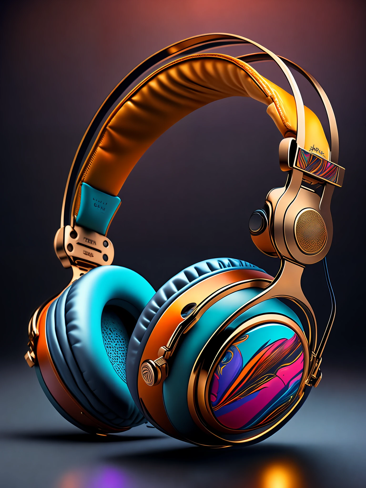the graffiti style of a luxury headphone, ((soft colorful, rich colors,high detailed, masterpiece,natural lighting, high quality ,graffiti style))