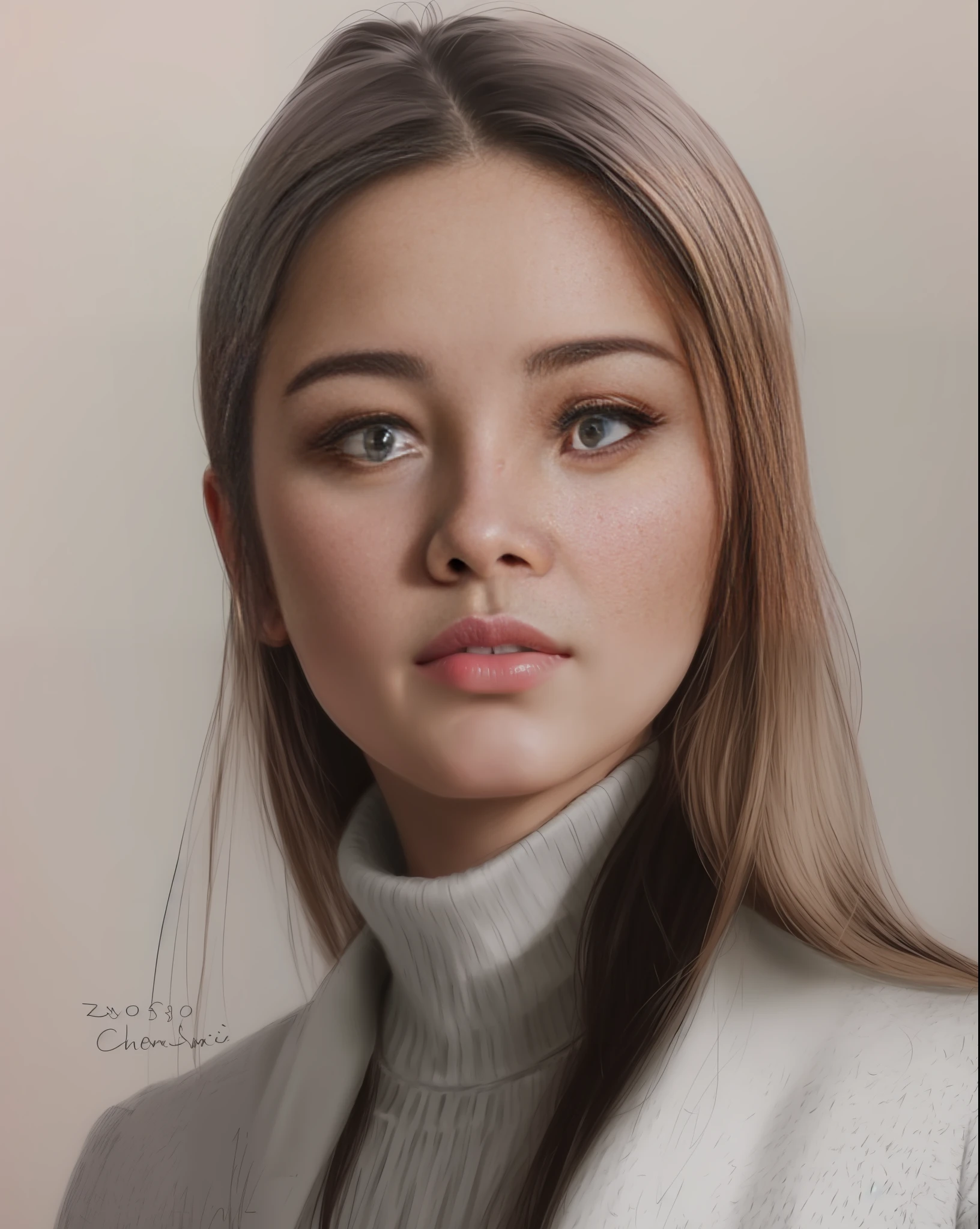 a drawing of a woman with a turtle neck sweater and a sweater, realistic sketch, realistic portrait, realism drawing, realistic drawing, hyperrealistic sketch, girl portrait, realistic. cheng yi, realistic graphite, highly detailed portrait, realistic female portrait, professional portrait drawing, extremely detailed portrait, portrait drawing, extremely realistic face, portrait of jossi of blackpink, portrait girl