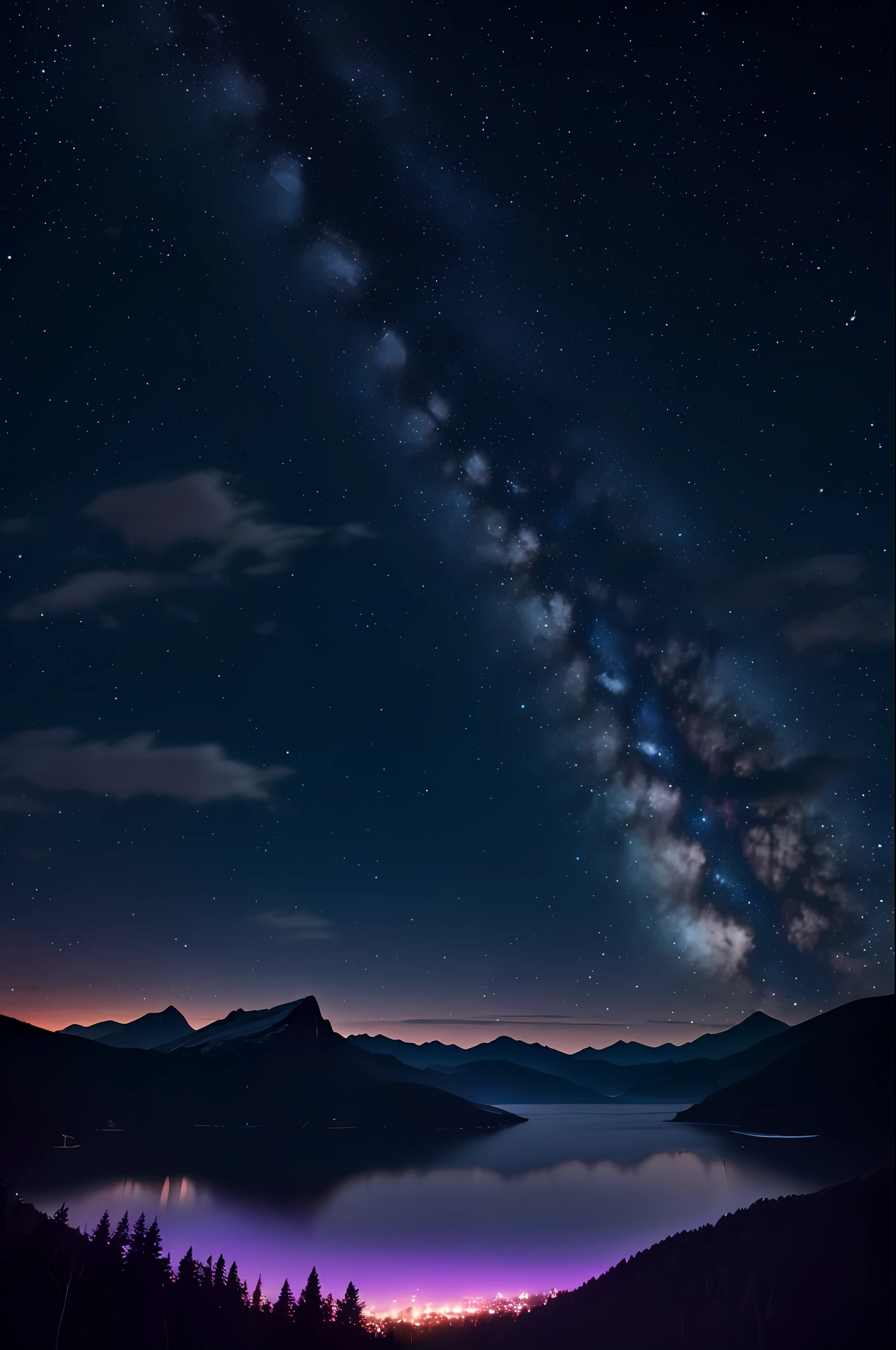 On a magical night, enter a beautiful immensity that stretches out before your eyes. The horizon reveals itself as a magnificent spectacle, with deep shades of purple and blue painting the night sky. Twinkling stars punctuate the darkness, scattering their bright light and giving a touch of enchantment to the environment.
Towering mountains rise with majesty, their shapes jagged against the starry horizon. Covered by a dark cloak, they seem to rest under the night cold. Living vegetation curls into its slopes, creating a vibrant contrast between darkness and lush green.
Tall, leafy trees dot the landscape, like silent sentinels guarding the secrets of the night. In the dim moonlight, its leaves glow softly, as if bathed in a touch of magic. The cold and serene air surrounds everything, bringing a sense of tranquility and stillness.
In this magical atmosphere, you feel enveloped by a unique energy, a moment of connection with nature and the mystery of the universe. The night reveals itself as a portal to the extraordinary, where the beautiful immensity merges with the night cold and the serenity of the landscape.
Let yourself be enveloped by the magic of this night, allowing the beautiful immensity and magnificent horizon to awaken in you a sense of wonder and contemplation. This is a night that will remain in your memory as a unique and special moment where nature reveals its deepest beauty.