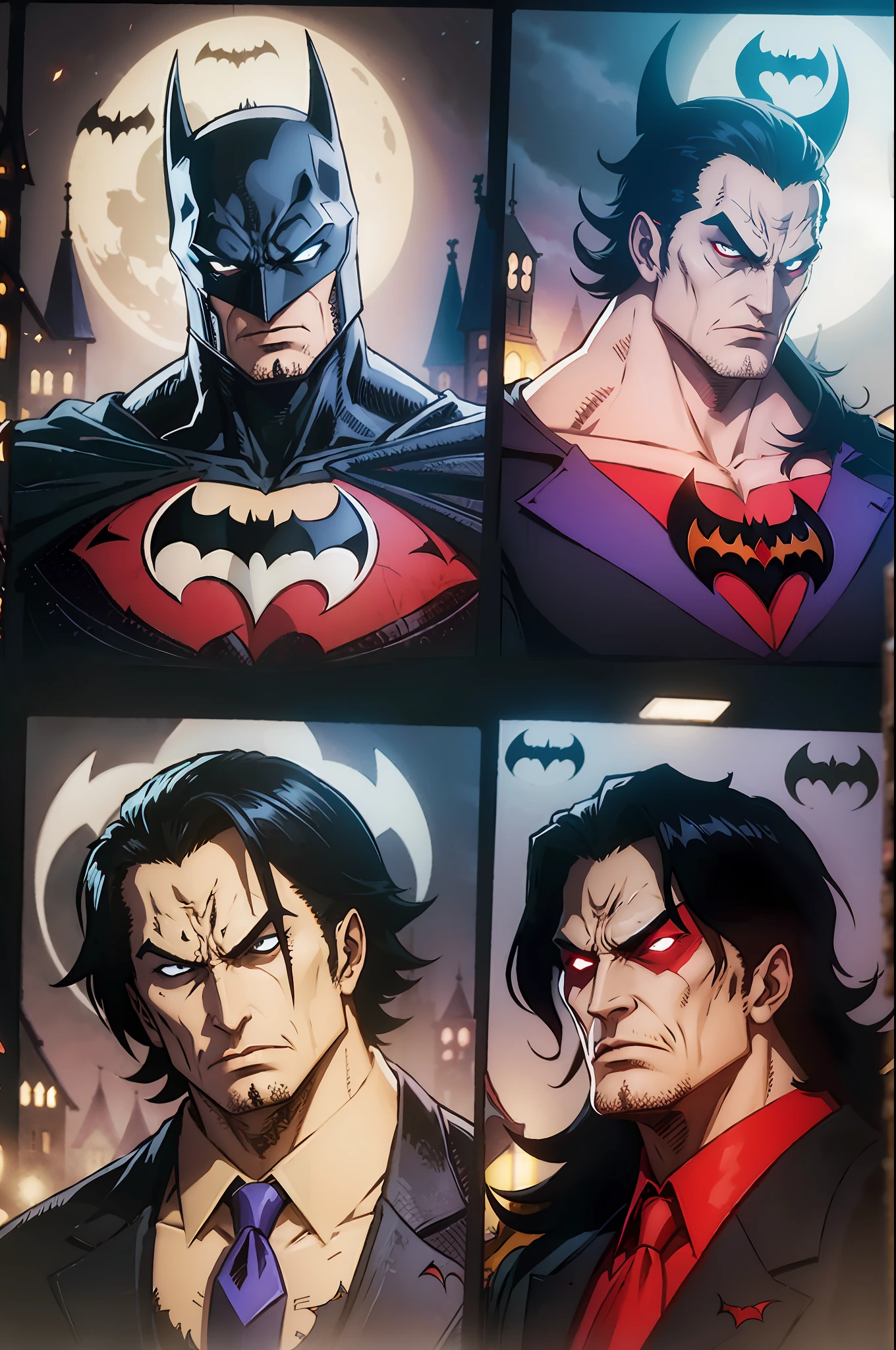 Dan More-style Batman vs. Dracula the Dark Lord, 64k, --ar 2:3