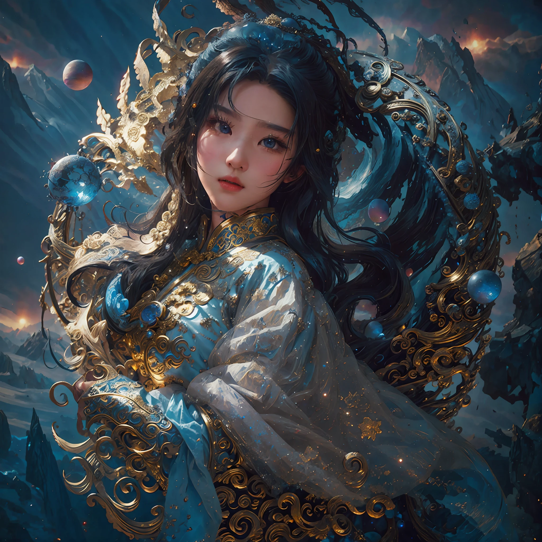 Mongolian Elements Gallery Lots of details Steam age, time, space, magic, fantasy, costume beauty, beautiful body perfect, royal sister, double eyelids, metal --auto --s2