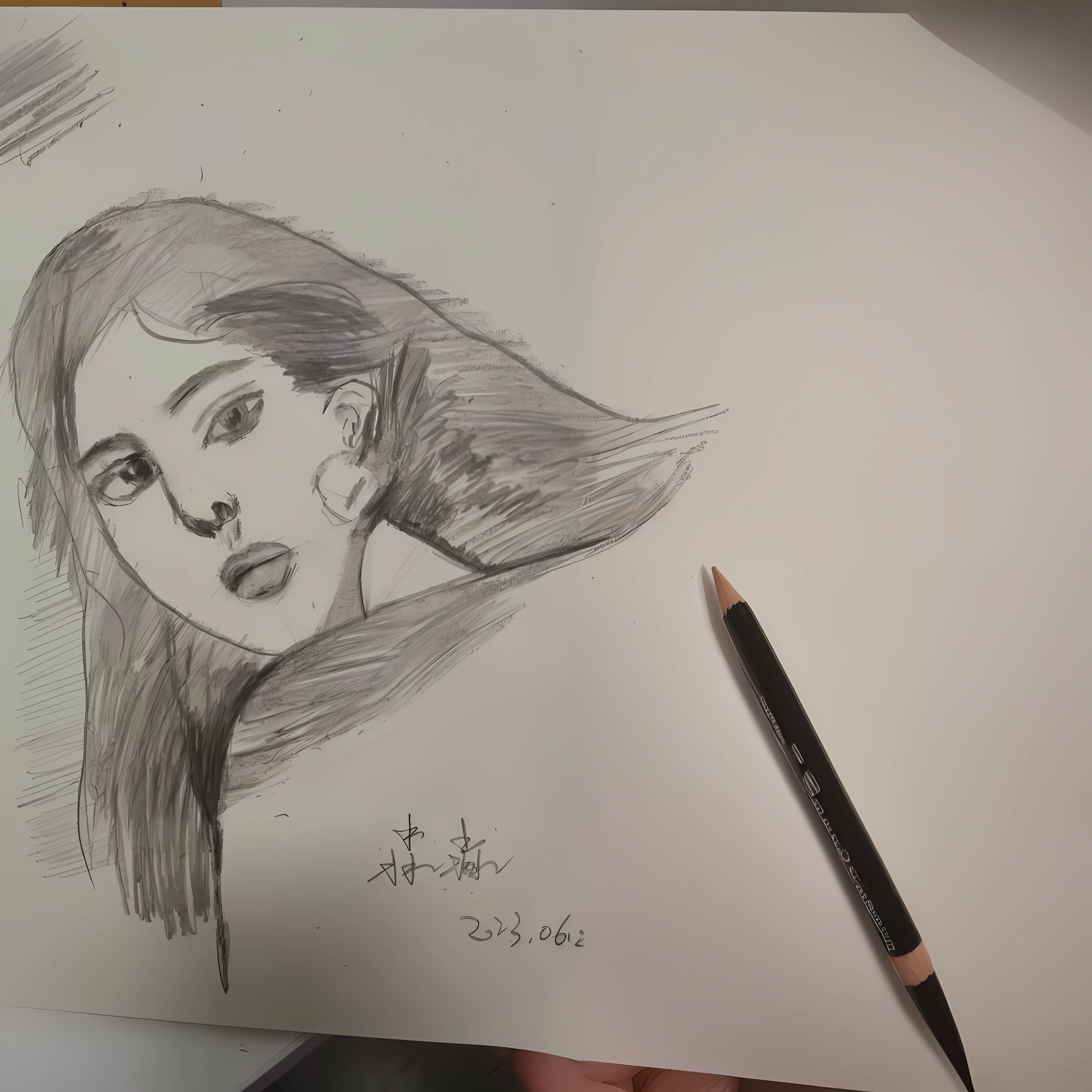 someone is drawing a portrait of a woman with a long hair, a pencil sketch, realistic sketch, traditional drawing style, simple drawing, art sketch, pencil sketch, girl sketch, realism drawing, high quality sketch art, designer pencil sketch, loose pencil sketch, potrait of a female face, sketch drawing, sketch art, professional sketch, artistic drawing, anime sketch, sketched