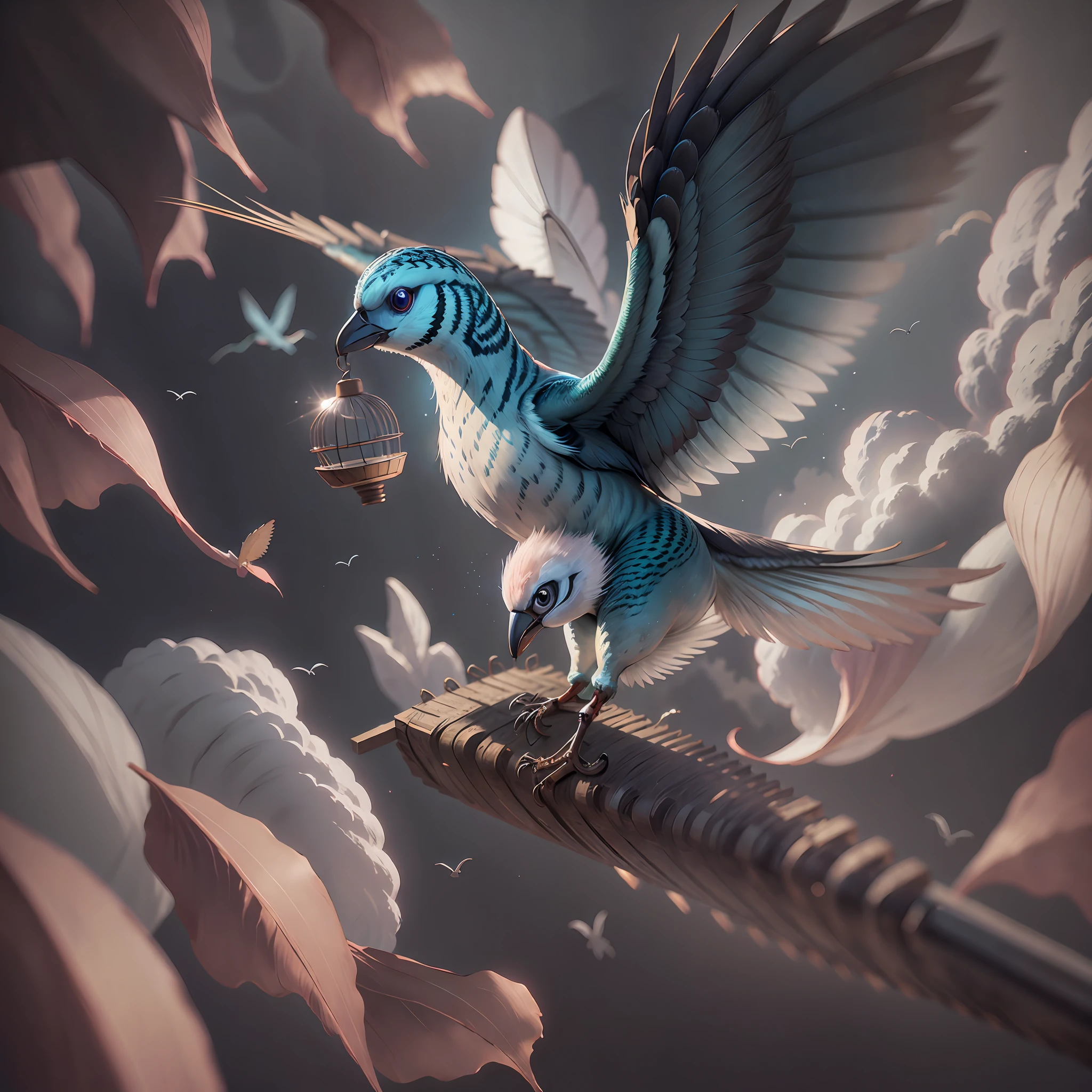 Bird flying with cage --auto --s2