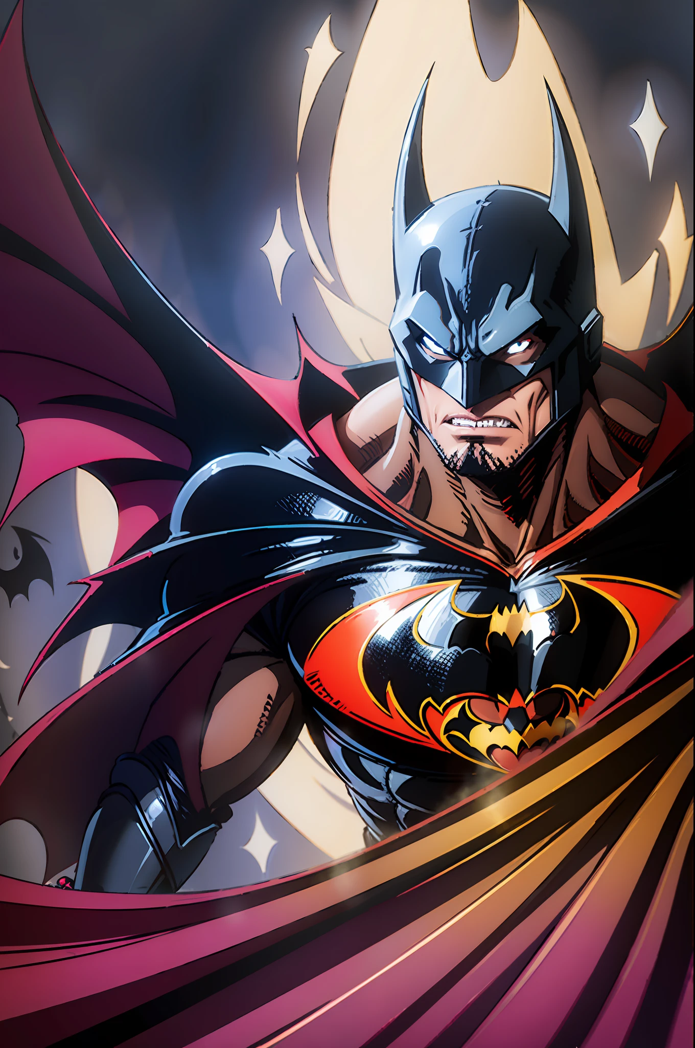 Dan More-style Batman vs. Dracula the Dark Lord, 64k, --ar 2:3