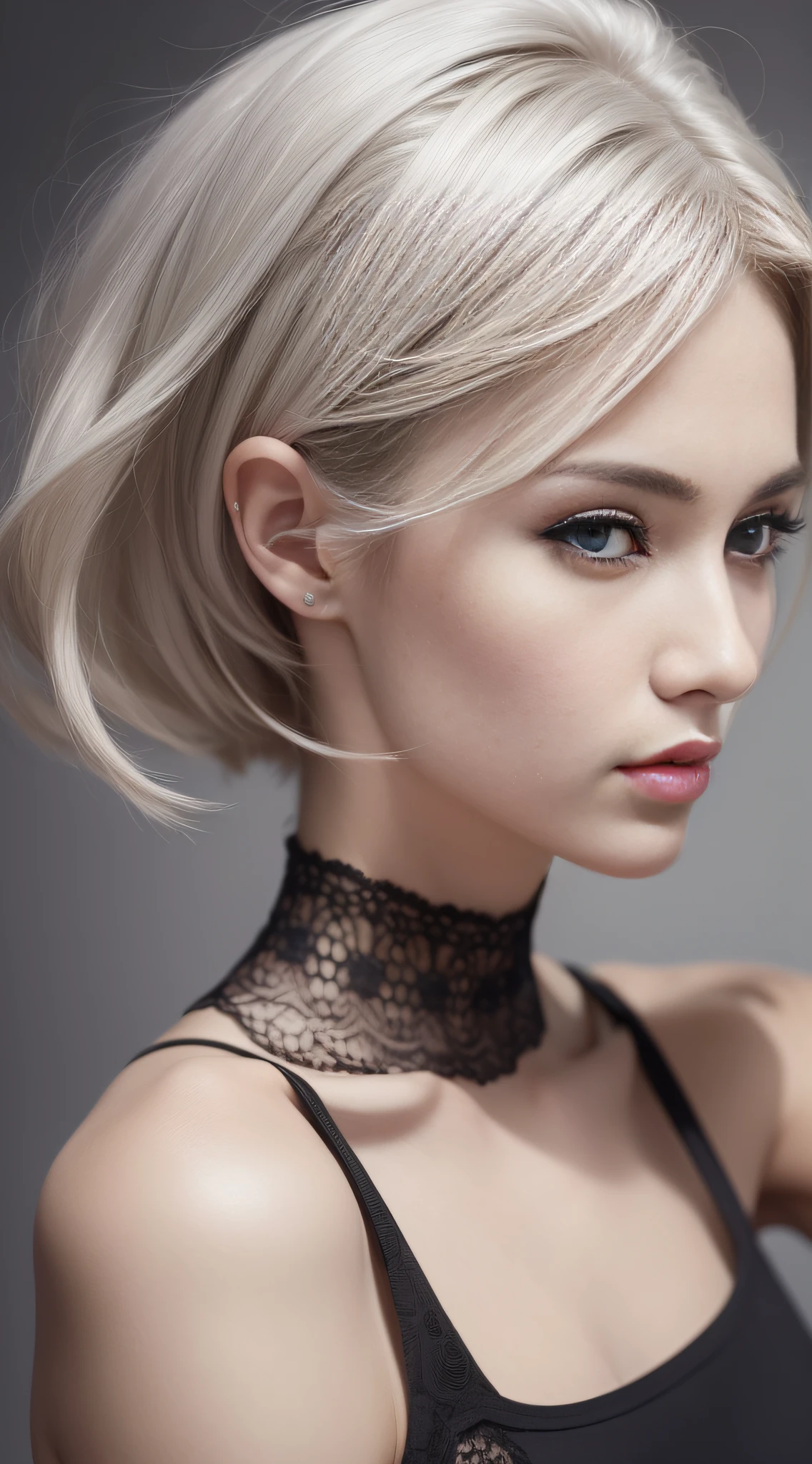 (slim body, highly detailed face, best quality: 1.2), a beautiful woman, woman looking sick, pale face, look at the viewer, (hospital clothes), (short hair, disheveled hair, black hair),