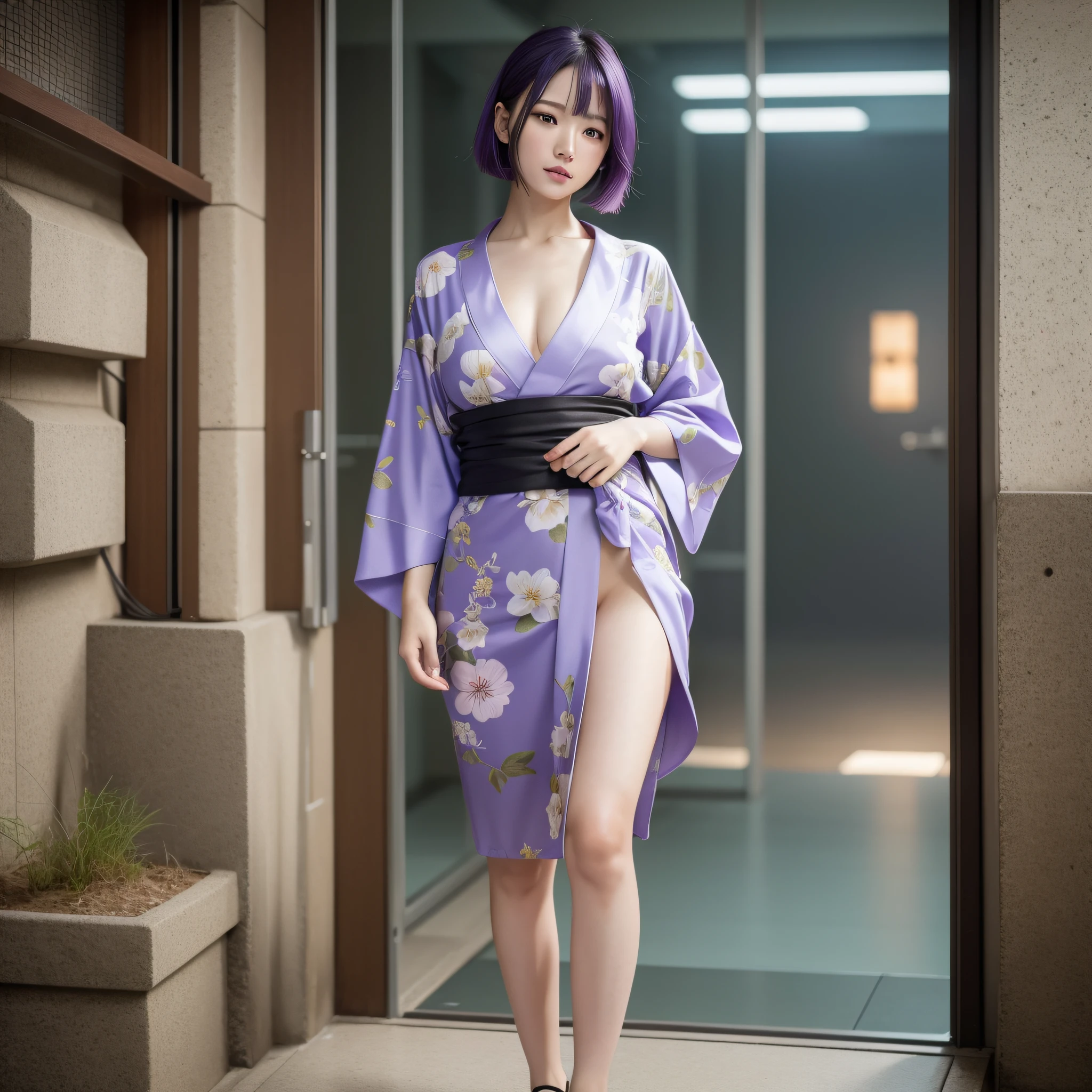 (8k, RAW photo, top quality, master pee), (realistic, photorealistic), very delicate and beautiful, very detailed, cool, cool, robotic, smart, full body, ren, cyborg, elegantly, beautiful background, octane rendering, HR giger style, professional lighting, photographer quality, full body, metallic, mirror, Professional lighting, photographer quality, absurdity, machine, mechanic, knight, shot with Canon EOS r5, shot with Canon EOS R 5, mechanical yukata, (8k, RAW photography, highest quality, masterpiece), (realistic, photorealistic), 30 years old, bright hair color, very delicate and beautiful, very detailed, cool, cool, sexy woman, skin is exposed, Female genitalia visible, stylish, cyberpunk, sexy yukata, cigarette, purple sexy yukata