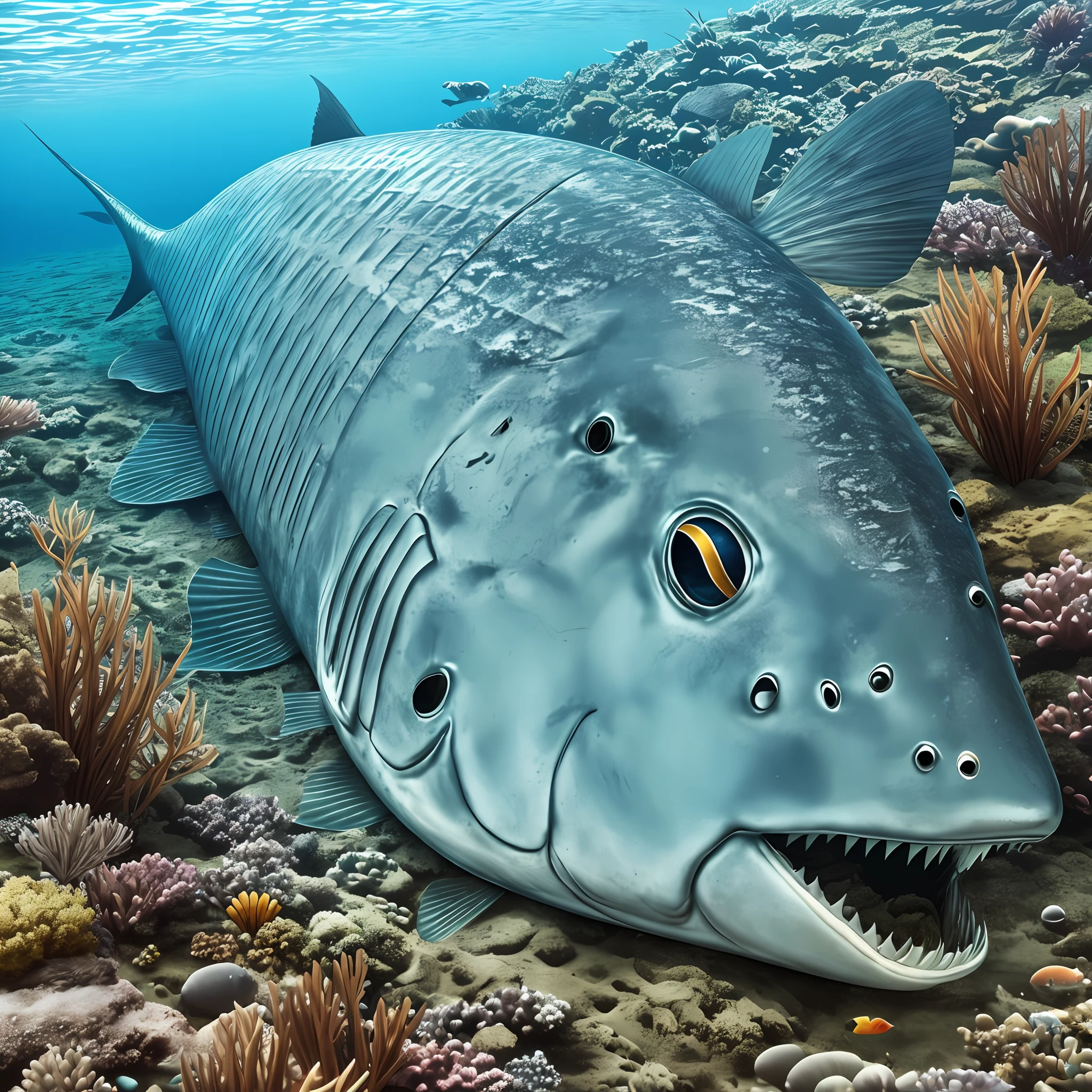 A big fish on the seabed, realistic photo, 8k --auto --s2