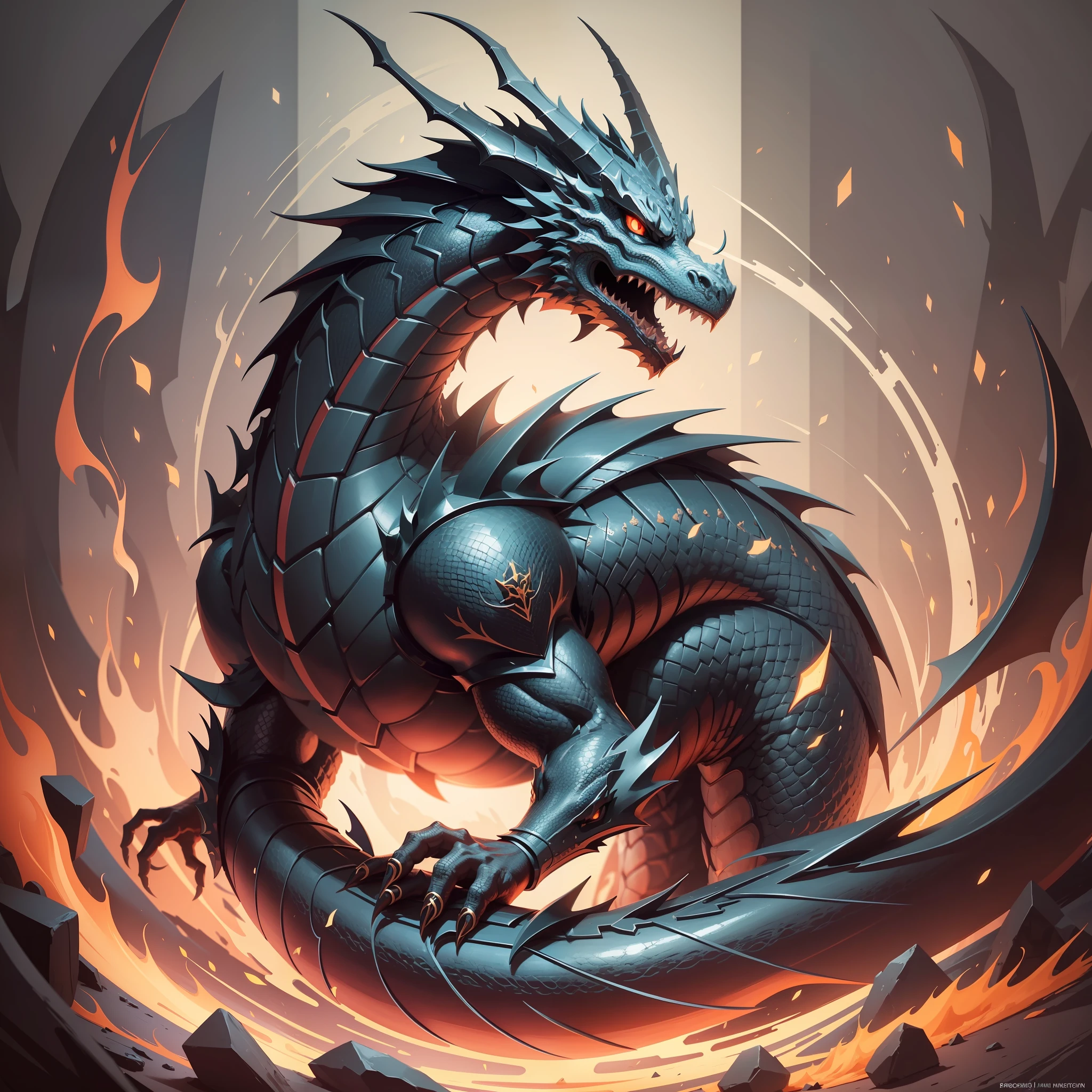 dragon shilhohette, black dragon, 2d, mascot logo, circular shape behind, vector, line art, design, inspiration, straight, symmetry, minimalist, there is a dragon with a sword in its mouth and a circular design, twisted turn of fate abstraction, highly detailed vector art, a beautiful artwork illustration, intricate digital painting, stunning detailed art style, dragon centered, very coherent stylized art, detailed digital art in 4k, phone wallpaper. intricate, painted in the arcane style, digital painting | intricate