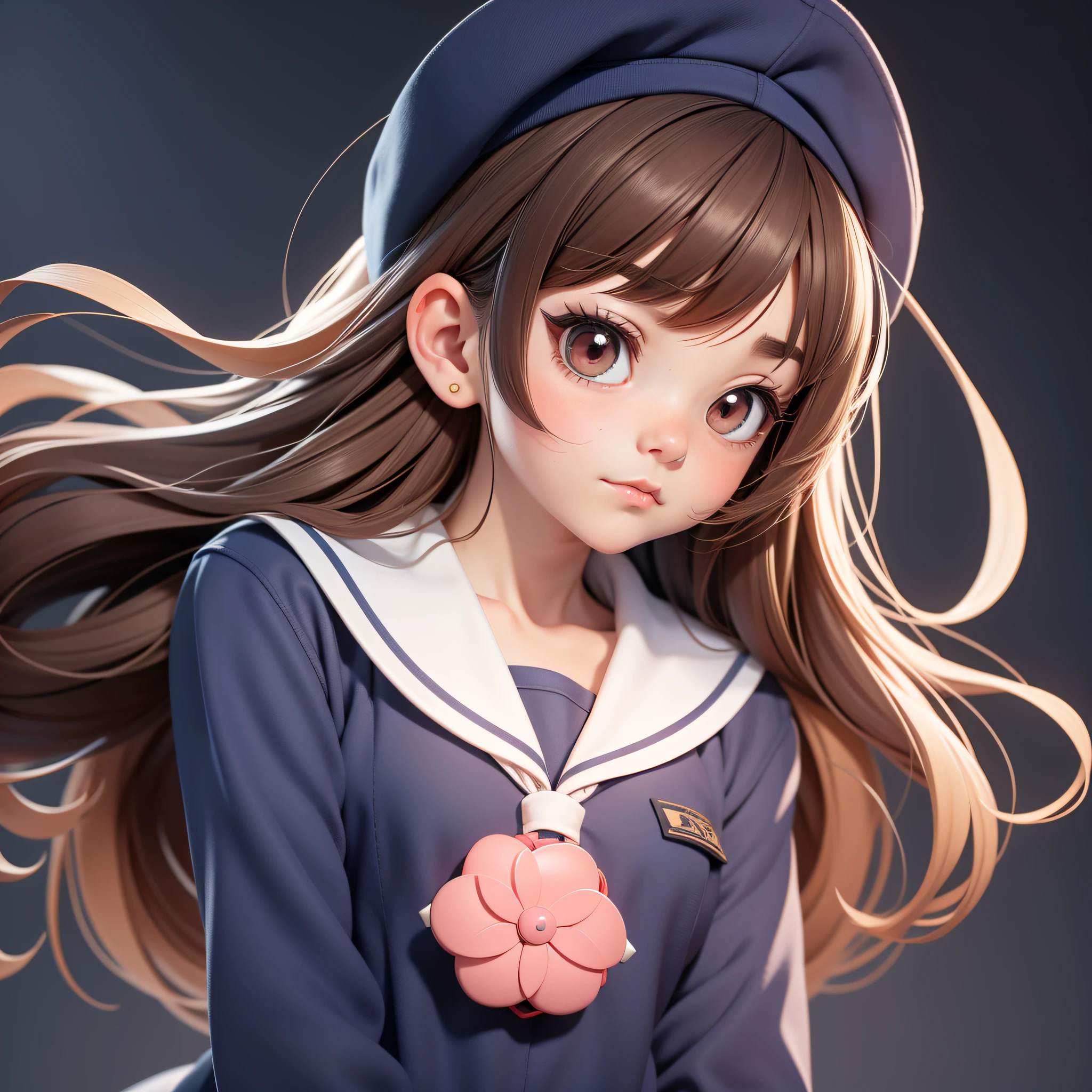 Anime Girls, Anime Girls, Young Anime Girls, Anime Girls, Cute!! Runt!!! schoolgirl, anime girl, schoolgirl, girl in uniform, chibi girl, cute anime girl, anime chibi, cute anime girl portrait, anime girl, cute schoolgirl, anime girl with long hair, female anime character, dark brown hair color, no background, white background, background white, sailor suit, navy blue sailor suit, sailor,