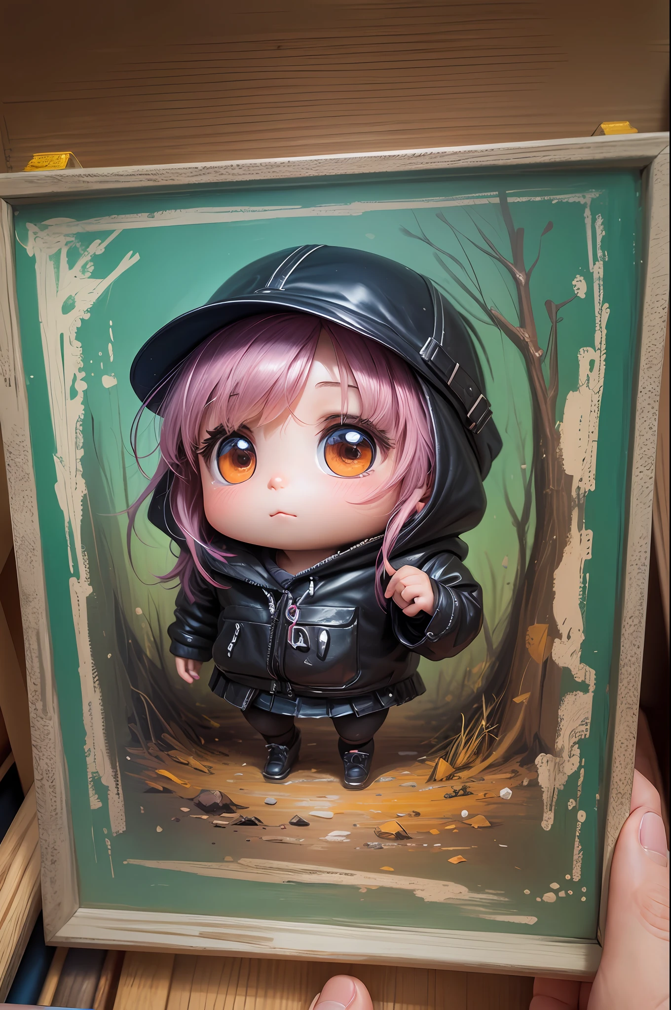 Oil painting style, chibi model "It's not what I am inside, it's what I do that defines me."