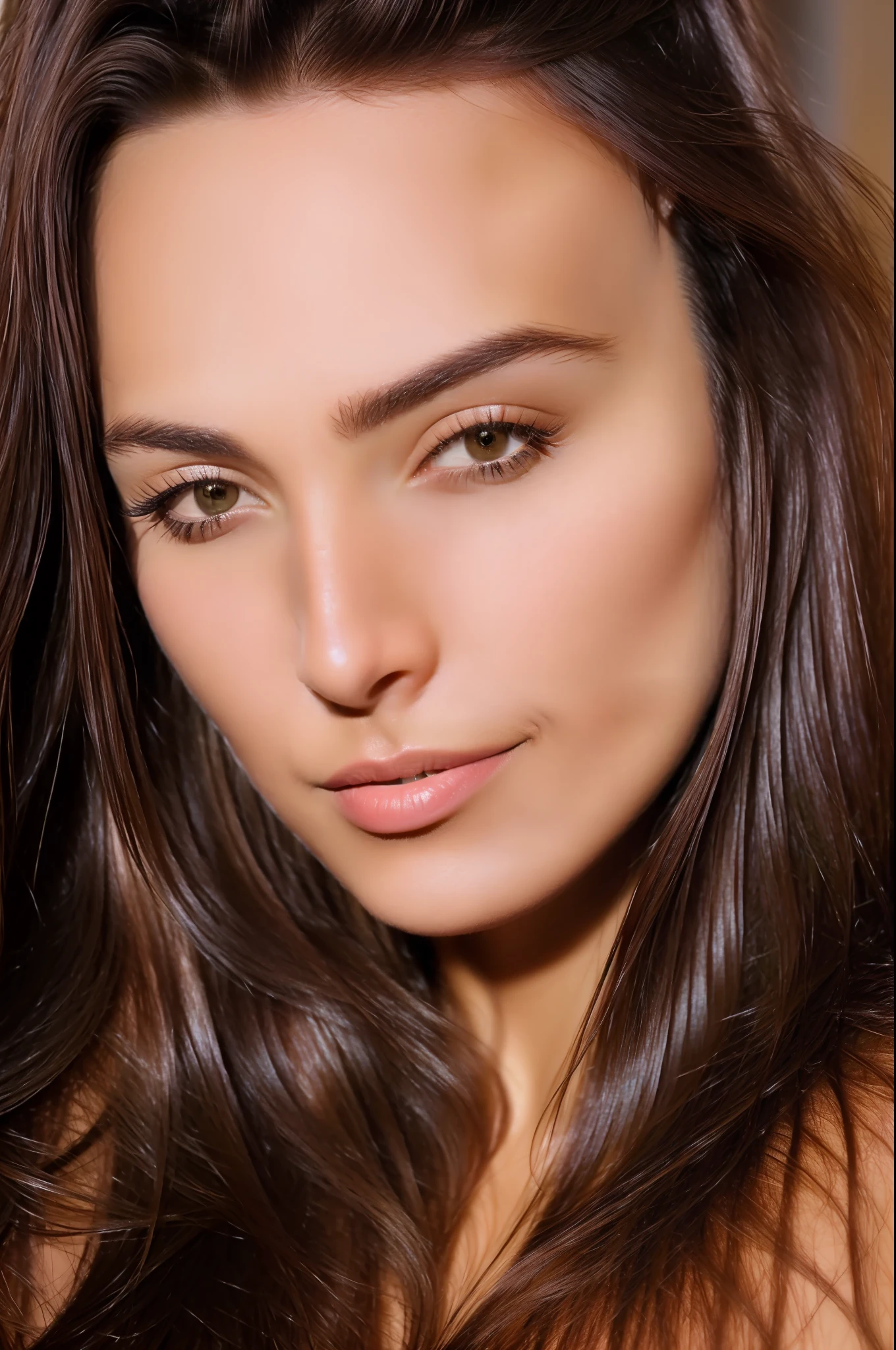 Body portrait of Brazilian model with shoulder-length dark brown hair style, beautiful light brown and perfect eyes, (eye makeup: 1.1), (highly detailed brunette skin: 1.1), perfect slim body, wearing dark clothes, realistic, PHOTOREALISTIC, detailed face, soft lighting, Modelshoot style, professional photography, background in rio de janeiro city, night, highlighted lighting, RAW,  style, sharp focus, 8k UHD, DSLR, high quality, Fujifilm XT3, award-winning, masterpiece