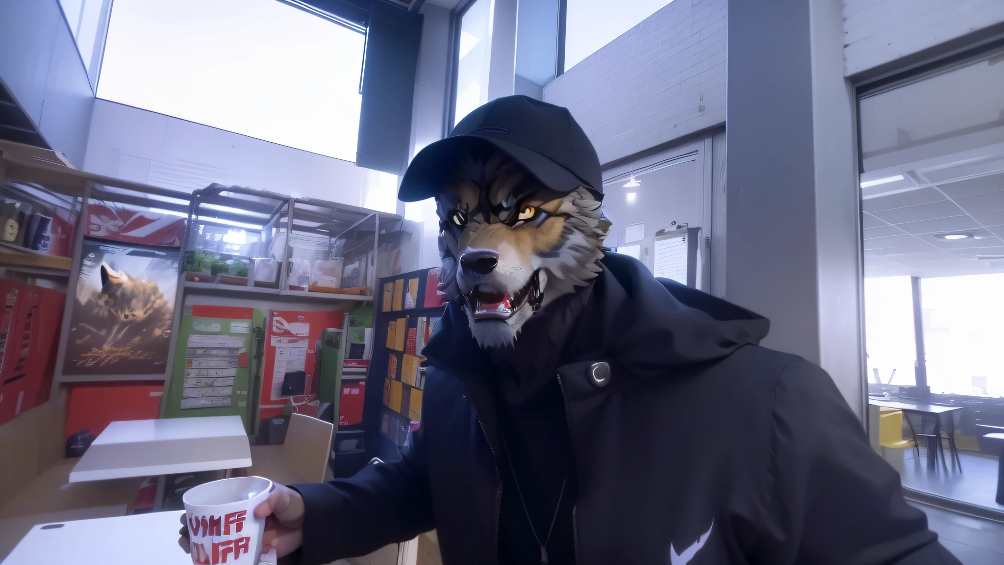 (it transforms into a wolf:1.5, night scene:1.2), ultra-realistic details, amazing skin texture, sharp claws, bright yellow eyes in the dark, high definition, close-up (1 man), dark background, full moon, cinematic animation. --auto --s2