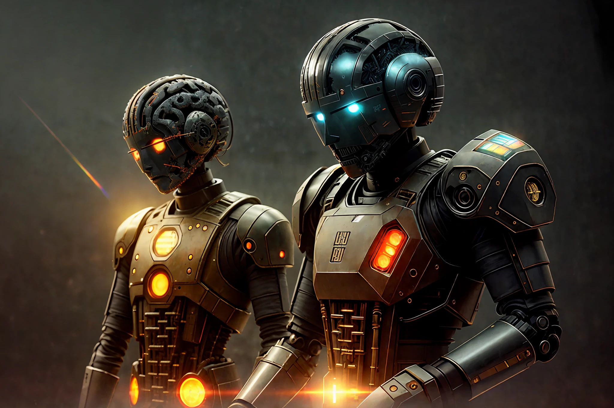 black dummy without a face, ((((with mechanical brains in head)))), warrior, weapon, cybernetics, many oil and electric hoses, apocalypse after war atmosphere in the background, many colorful lights on the background,
(closeup:0.08), epic realistic, epic pose, bokeh 4k textures, faded, neutral colors, muted colors, dimmed colors, film grainy, lut, technicolor, low contrast, ((((HDR++)))), ((((muted colors)))), ((((cinematic look)))), soothing tones, insane details, intricate details, intricate scene, artstation, hyperdetailed, cinematic shot, adobe lightroom, photolab, warm lights, dramatic light, vignette, complex background, dim colors, exposure blend, slate gray atmosphere, (vsco:0.3)