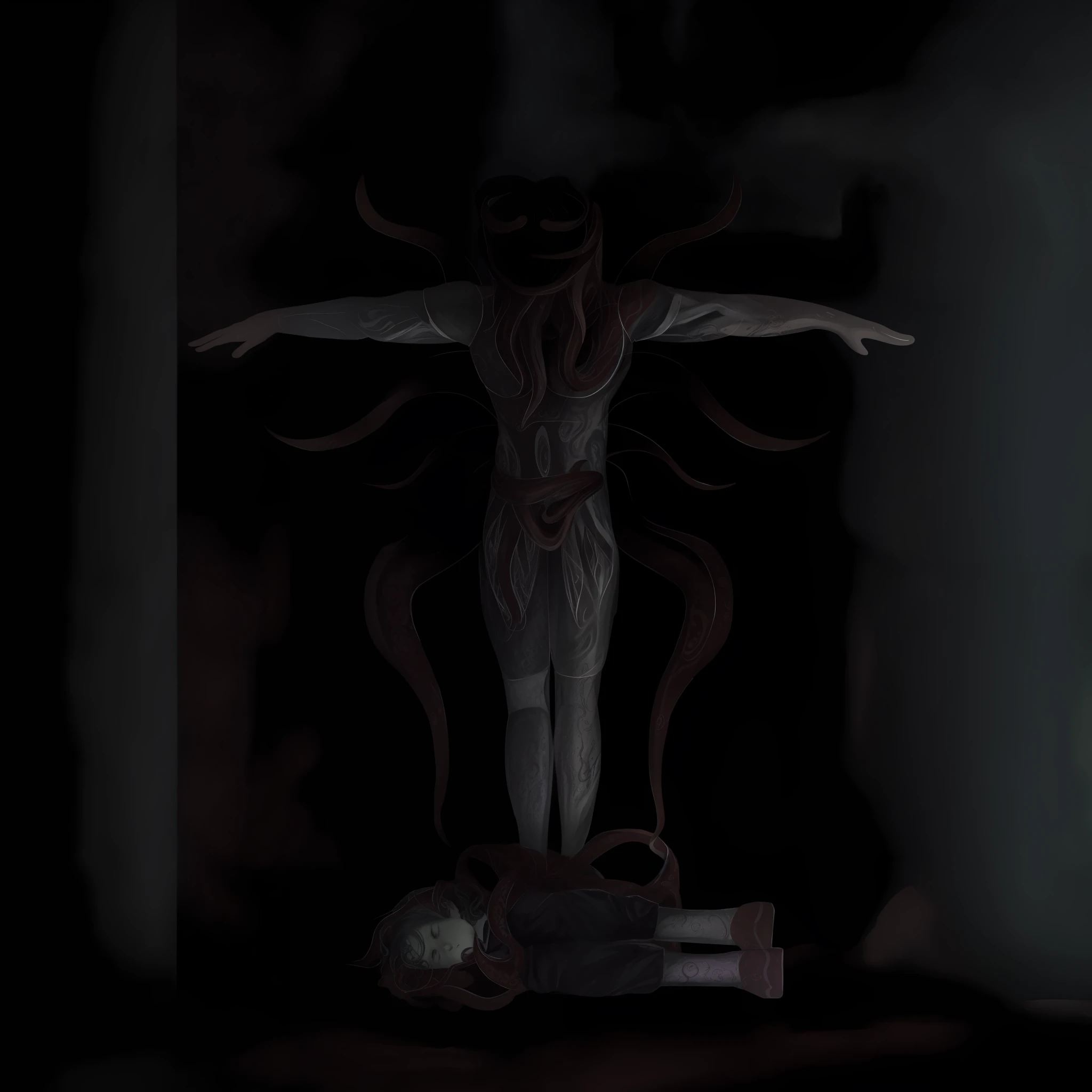 Cosmic horror, tentacles, sleep paralysis, fetal position, cthulhu