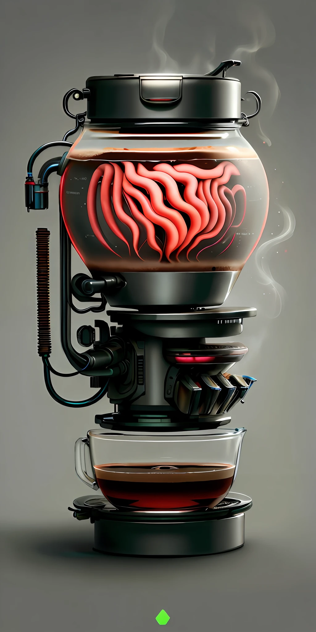 Biobank I Coffee Maker background and dark
neon