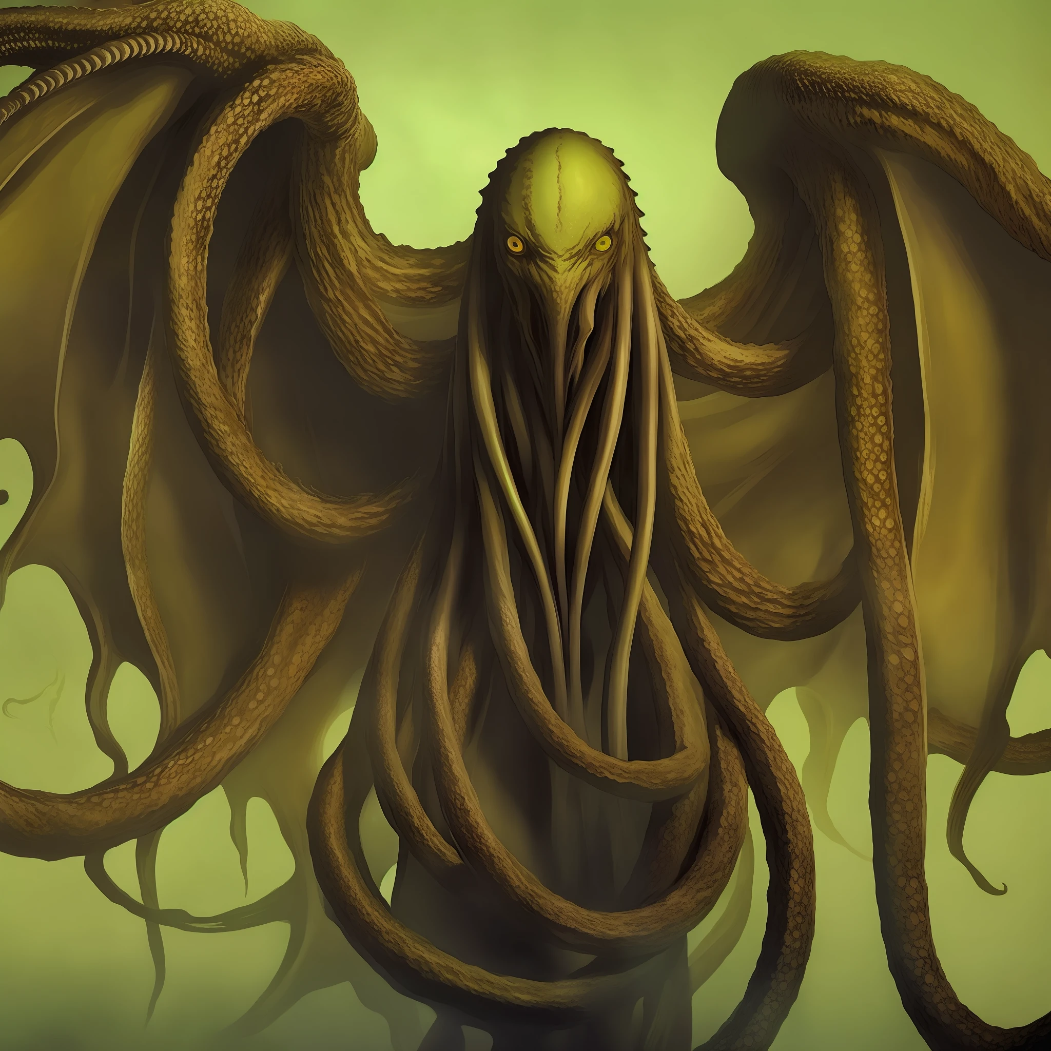 Cthulhu, horror style, horror, gothic, dark, dark, big monster Cthulhu, realistic, masterpiece, tentacles everywhere, giant squid Cthulhu, psychological terror.