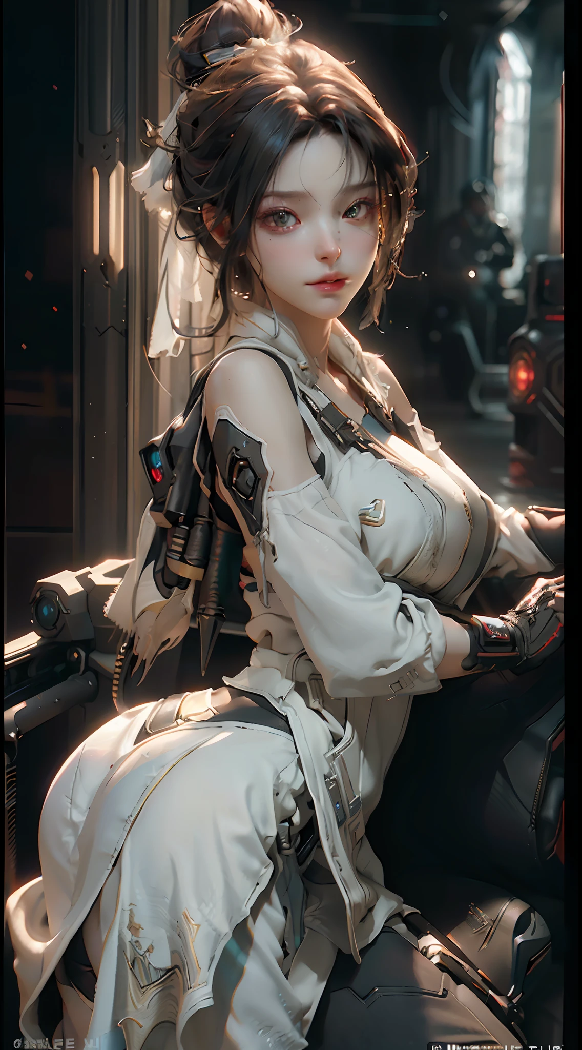 ((Best quality)), ((masterpiece)), (detailed:1.4), 3D, an image of a beautiful cyberpunk female,HDR (High Dynamic Range),Ray Tracing,NVIDIA RTX,Super-Resolution,Unreal 5,Subsurface scattering,PBR Texturing,Post-processing,Anisotropic Filtering,Depth-of-field,Maximum clarity and sharpness,Multi-layered textures,Albedo and Specular maps,Surface shading,Accurate simulation of light-material interaction,Perfect proportions,Octane Render,Two-tone lighting,Wide aperture,Low ISO,White balance,Rule of thirds,8K RAW,