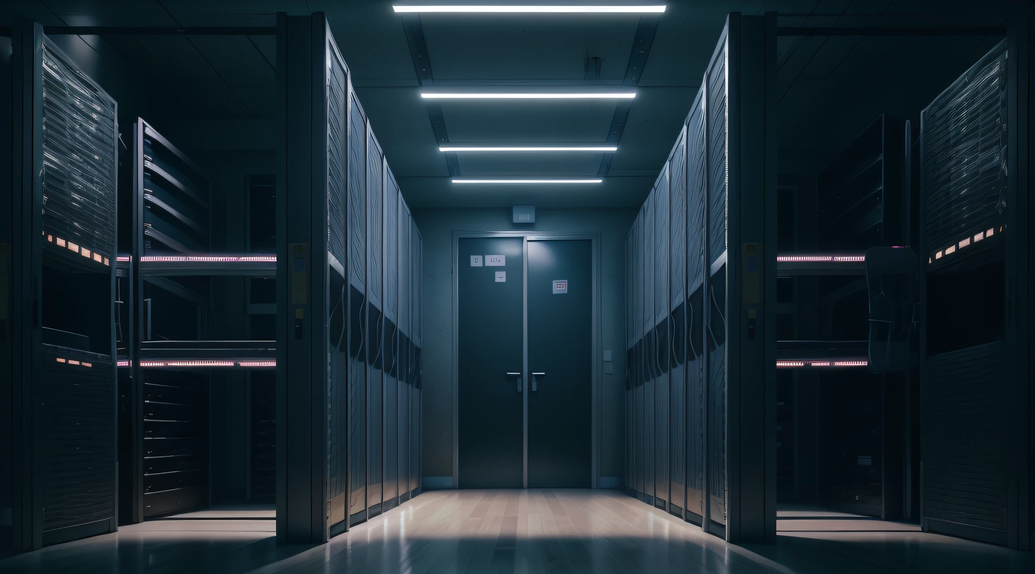 Create a room with servers in racks but in the dark with only the server lights on