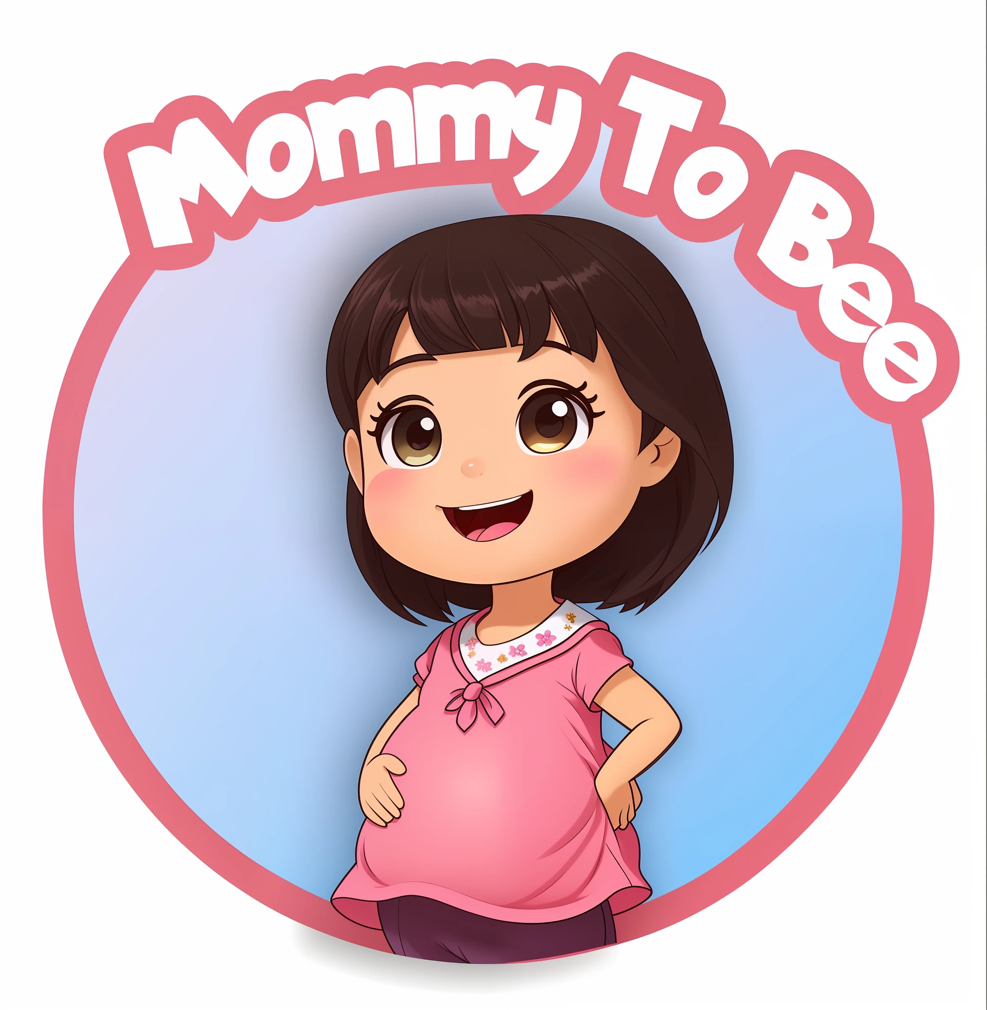 a close up of a cartoon girl with a pink shirt, mom, mummy, pregnancy, pregnant, tummy, yummy, honey, けもの, official fanart, pregnant belly, to be, logo, logo, maternity feeling, maya bee, official artwork, official art, foto, animated, created in adobe illustrator, based on bumblebee