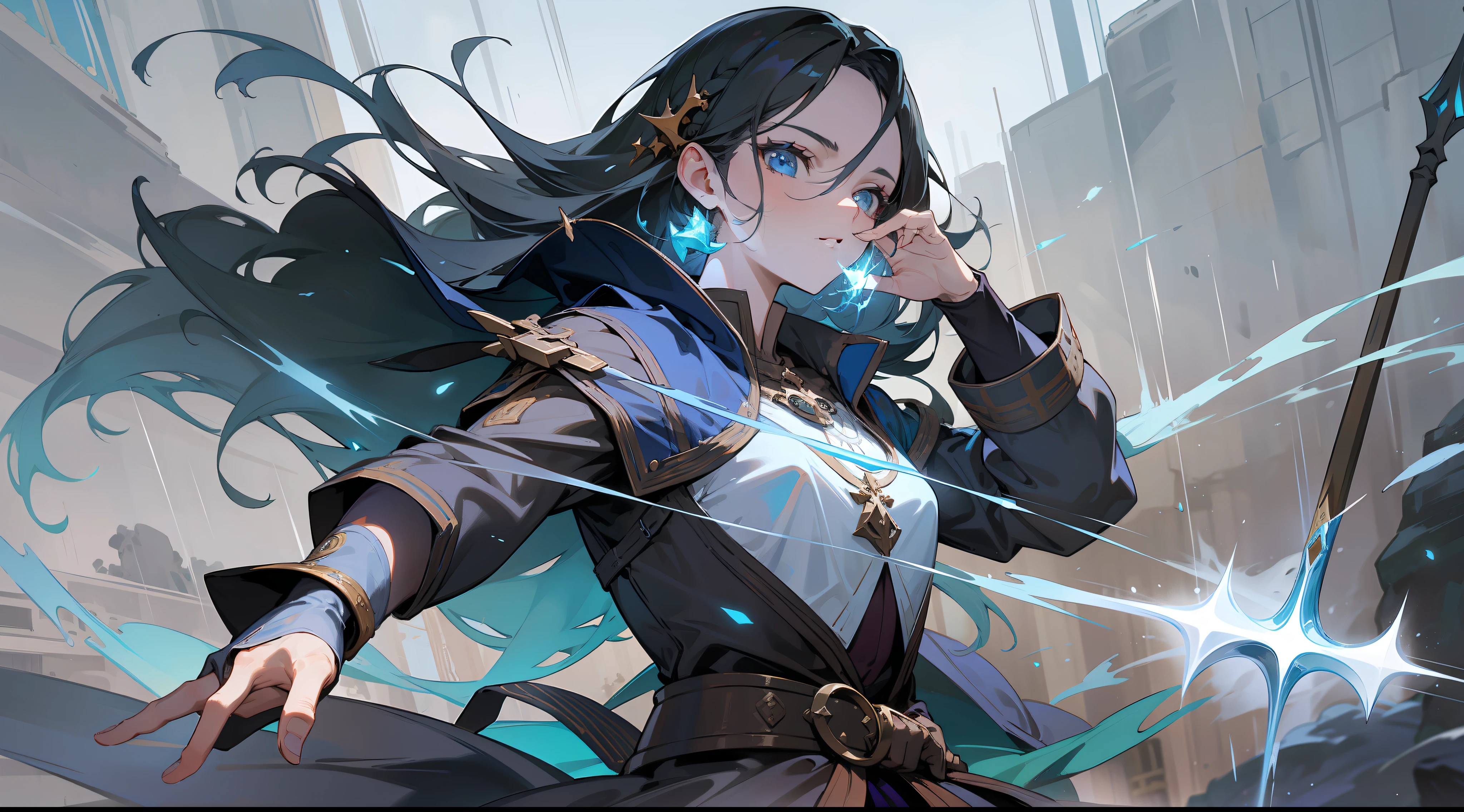 masterpiece, best quality, a medieval elementalist, in a battle arena, (controlling the elements of nature), dynamic pose, beautiful detailed brilliance.